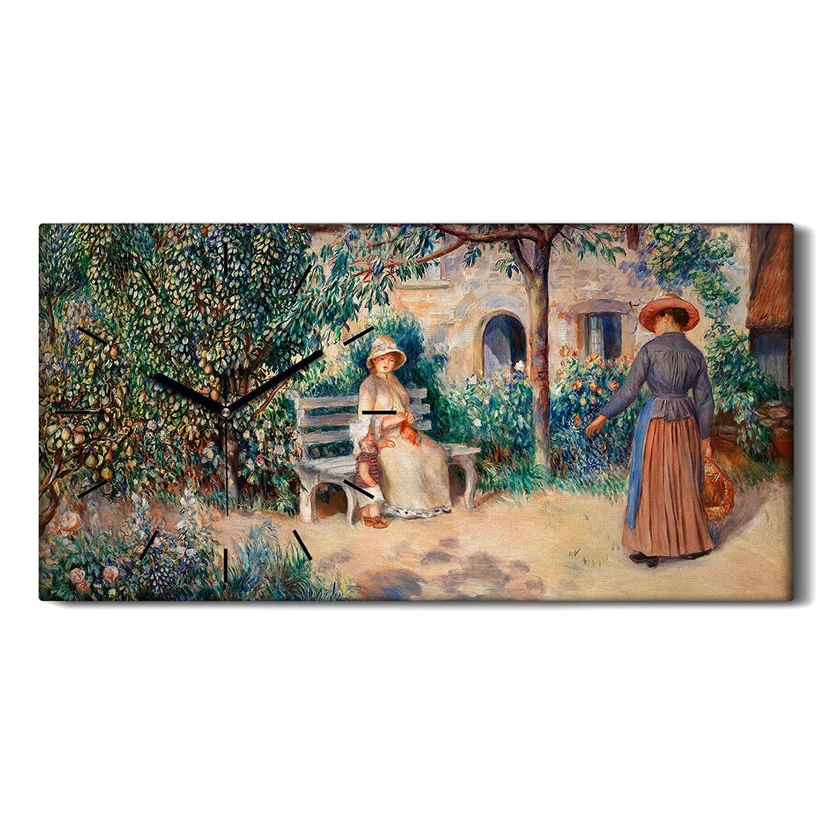 Horloge murale salon et chambre art moderne arbres maisons 60x30
