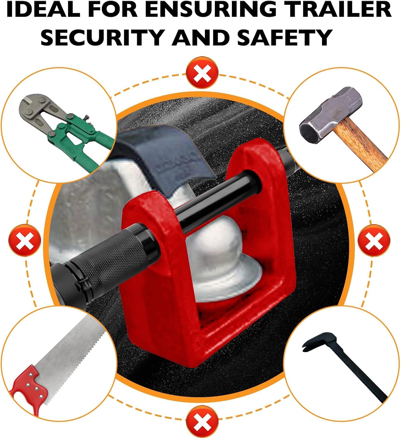 HQPASFY TL-20 Hitch Lock Fits for Bulldog Style Couplers, Hitch Coupler Lock with Pin Lock, Heavy-Duty Trailer Hitch Lock for Bulldog Style Couplers - Red