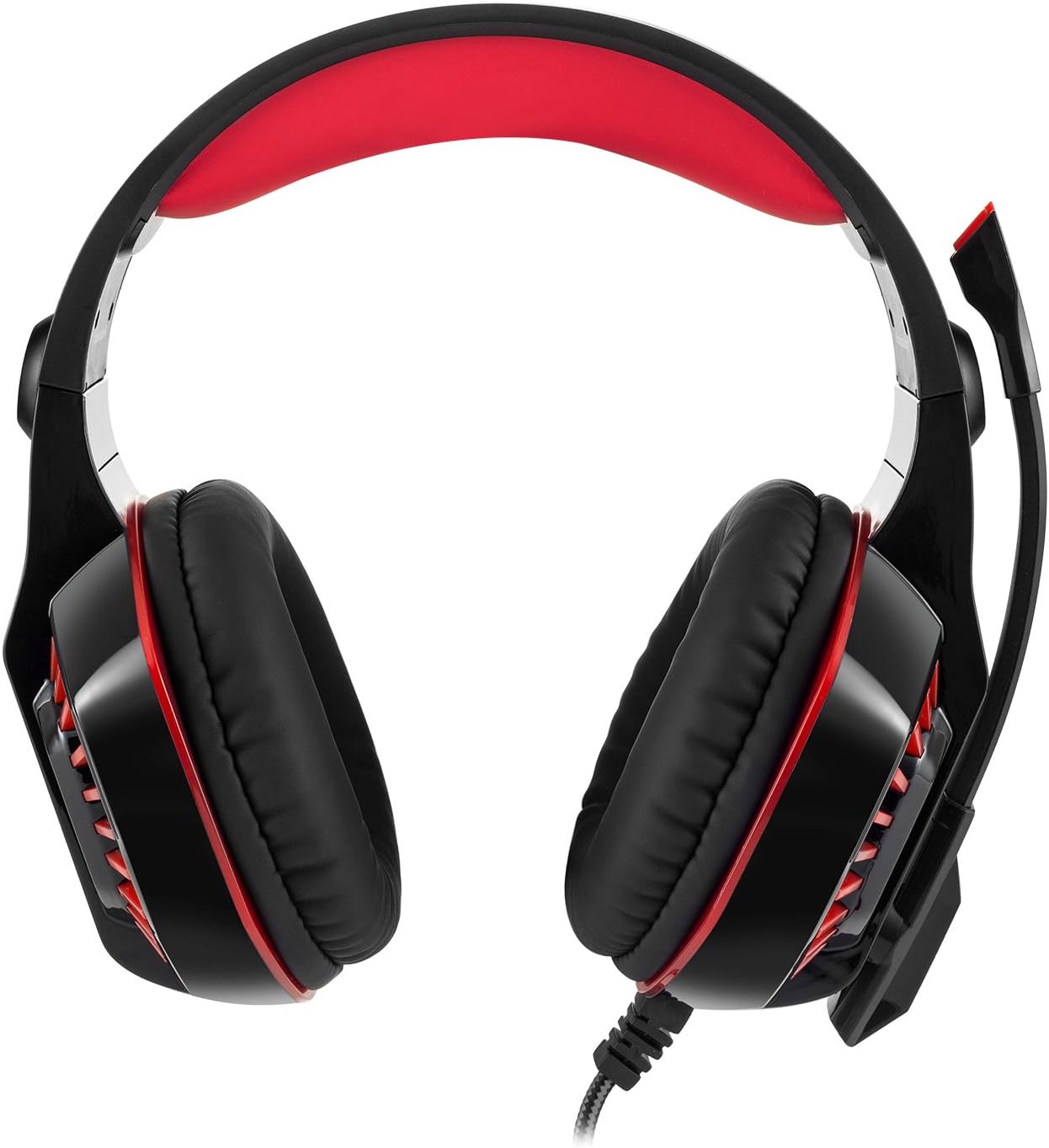 Gaming Headset with Microphone, IKOCO GM-2 3.5mm Surround Stereo Over Ear Headband Computer Gaming Headphone Noise Isolating Volume Control LED Light for PS4 PC Xbox One & Mobile Phone (Red)