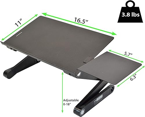 Miniatura 4 de WorkEZ BEST - Escritorio ajustable para laptop para cama sofá con mouse ergonómico de ángulo de altura inclinable de aluminio bandeja elevadora de