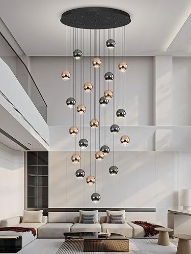 Miniatura 7 de Candelabro LED de cristal para escaleras, lámparas de techo grandes para techos altos, entrada, lámpara de iluminación moderna para villas y