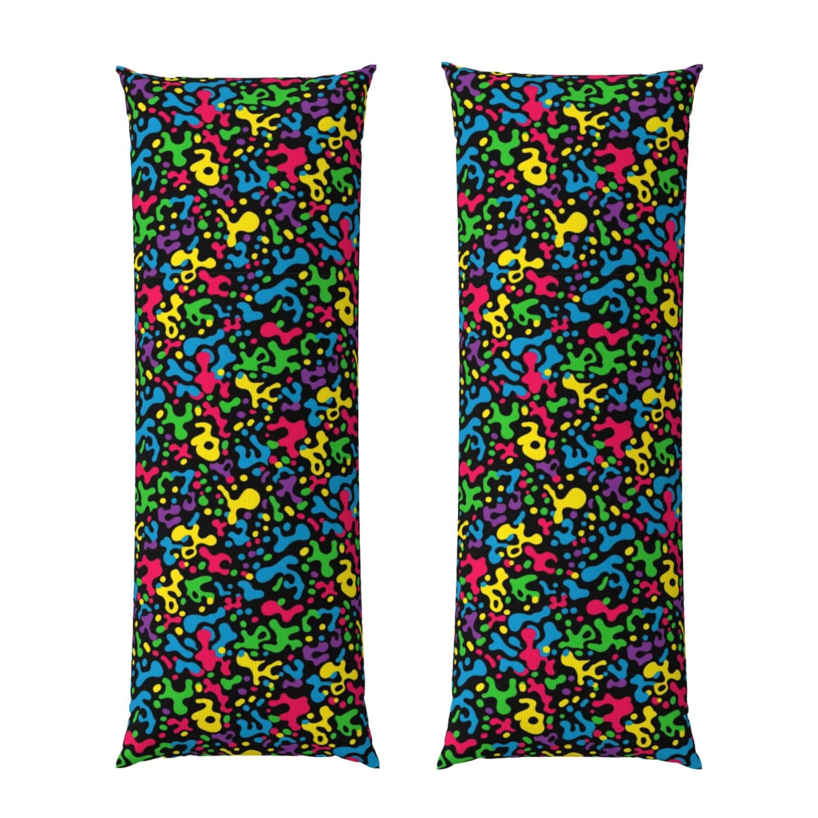 Long Pillowcase 20x60 Leopard Cheetah Print Rainbow Black, Body Pillow Cover with Hidden Zipper, Premium Brushed Fabric, Breathable Protector for Bedroom Sofa Home