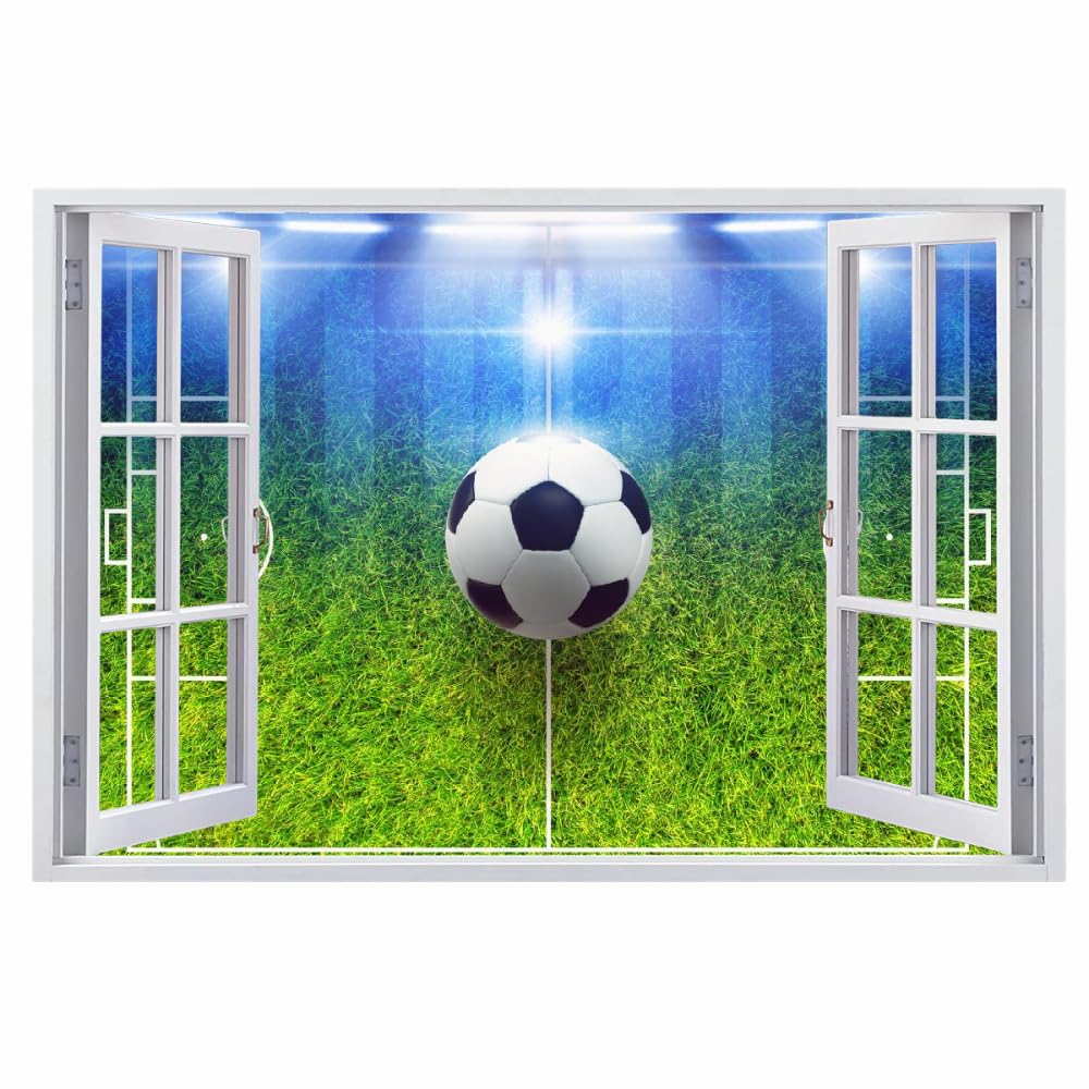 Decalcomanie Da Muro 3D Smashed Art Decor Calcio Tatuaggi Da Parete Wall Stickers Campo Da Calcio Per Ragazze Bambini Adesivo Murale Regalo Per La Casa 120x80cm