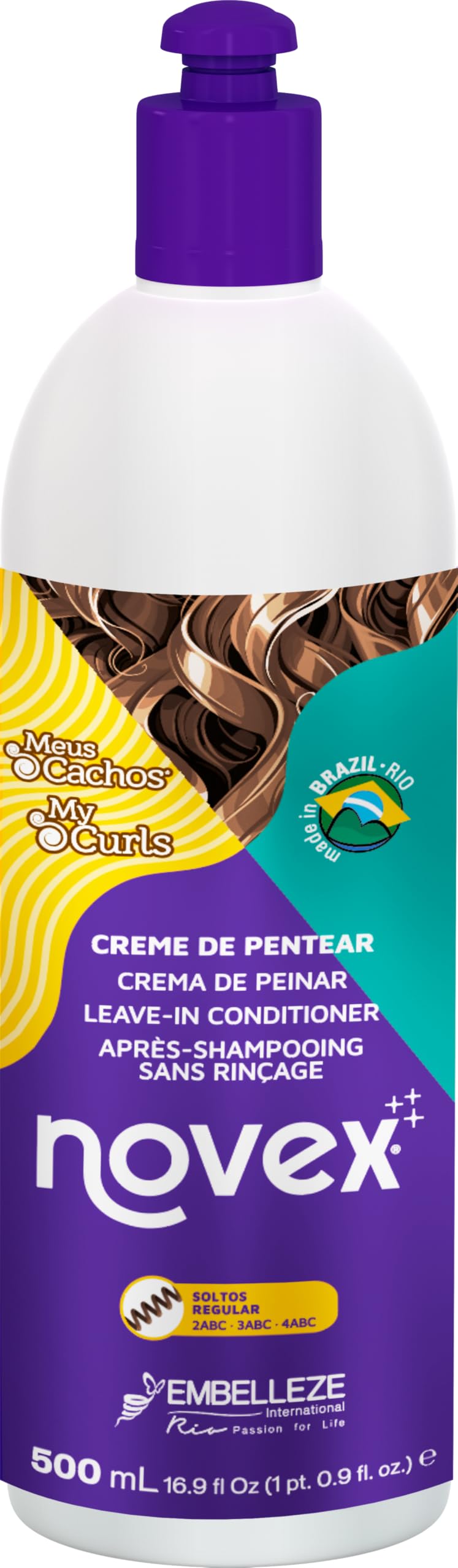 Novex My Curls Leave-In Conditioner Enriched with Cranberry Extract and a Mix of nourishing Oils for, Suitable for all Curly Hair Textures 500ml