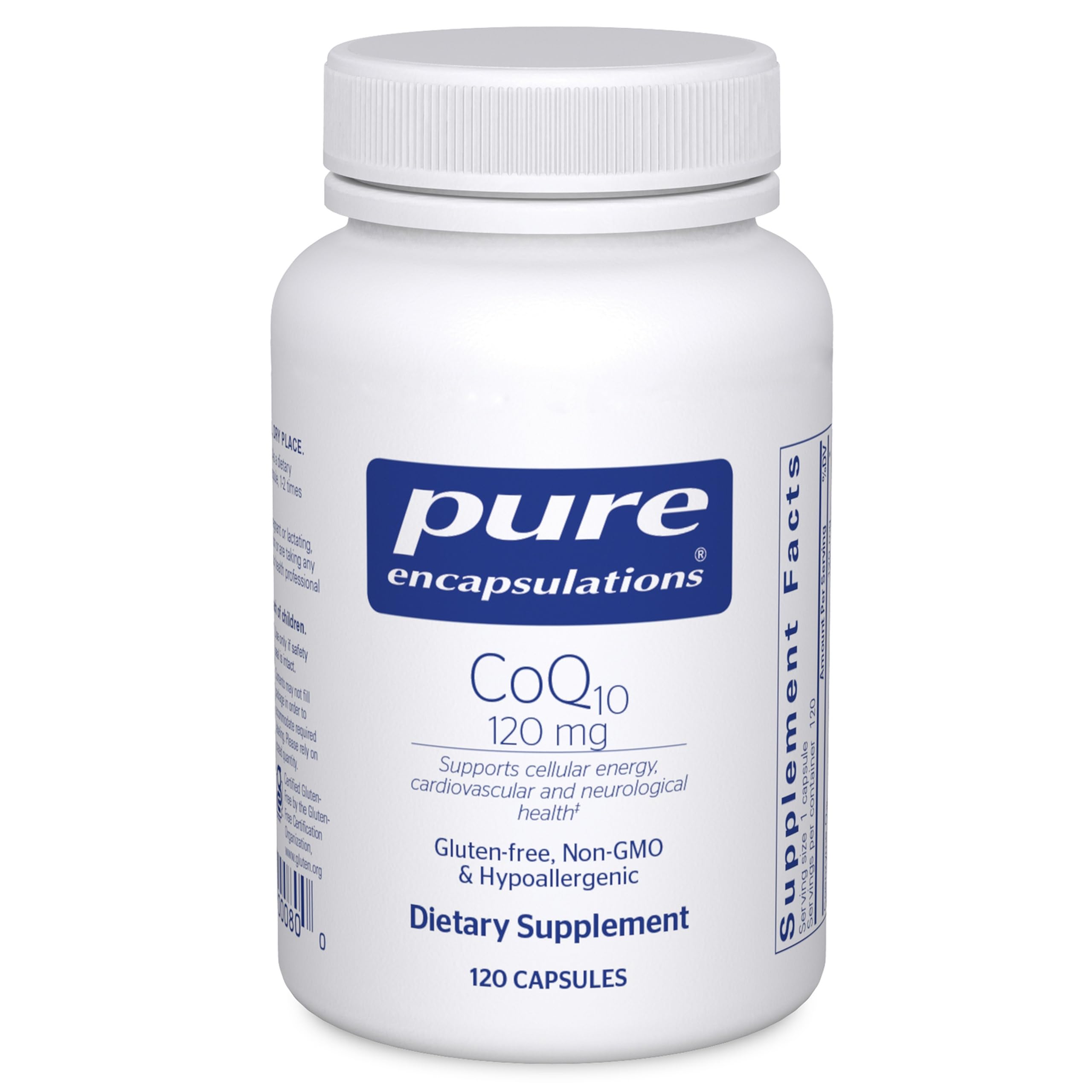 Pure Encapsulations CoQ10 120 mg - Coenzyme Q10 Supplement for Heart Health, Energy, Antioxidants, Brain & Memory Health - Cellular Health, Cognition & Cardiovascular Support* - 120 Capsules