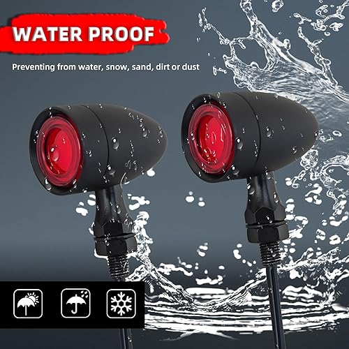 Miniatura 5 de FATECIM 2 luces traseras LED para motocicleta, 40 luces LED, intermitentes rojas, luces de freno para correr, luces traseras de motocicleta,