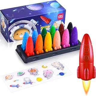 deli Toddler Crayons Rocket Non-Toxic Crayons for Toddlers Age 1 and Older Washable Crayons Painting Drawing & Art Supplies,12 Packs Crayons (12)