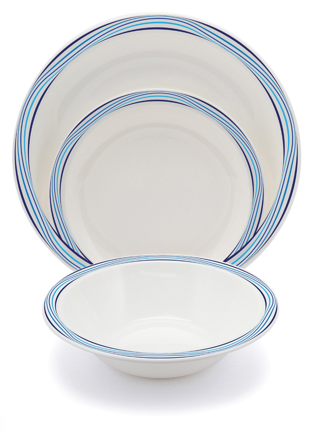 Harfield Blue Swirls Blue Swirl Patterned Duo Polycarbonate Plastic Dining Set Reusable Virtually Unbreakable Plates Bowl