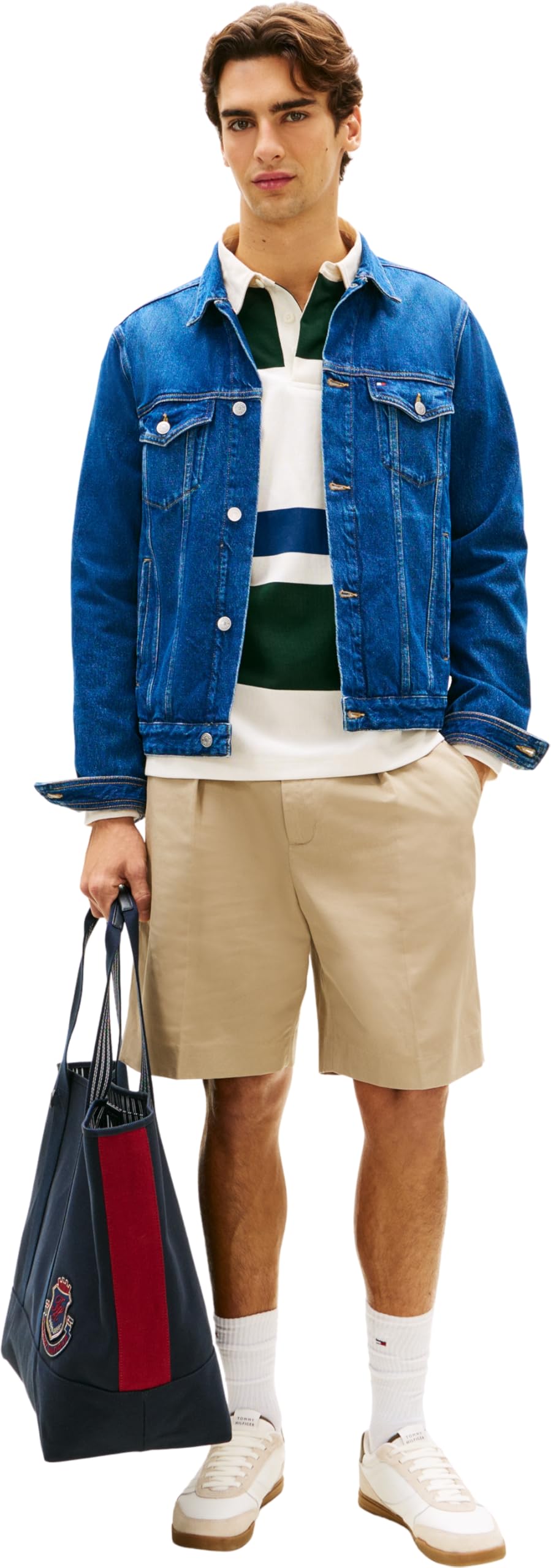Tommy Hilfiger Regular Trucker Jkt Ike Blue Mw0mw42629 Giacca Trucker Uomo
