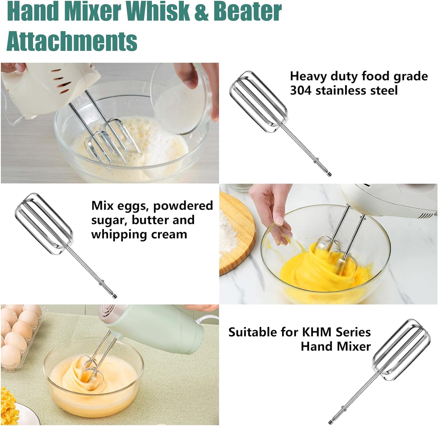 HASANBAR Hand Mixer Attachments, Hand Mixer Beaters Compatible with Hamilton Beach Hand Mixers 62682RZ, 62692, 62695V, 64699, Replacement Parts for Hamilton Beach Hand Mixer Beaters, 2 Pack - Image 6