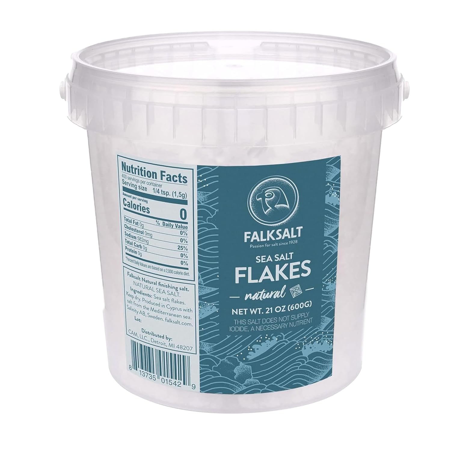 Falksalt - Natural Sea Salt Flakes, Light & Crunchy Gourmet Sea Salt Flakes for Cooking, Baking, & Finishing (1.32 lb)