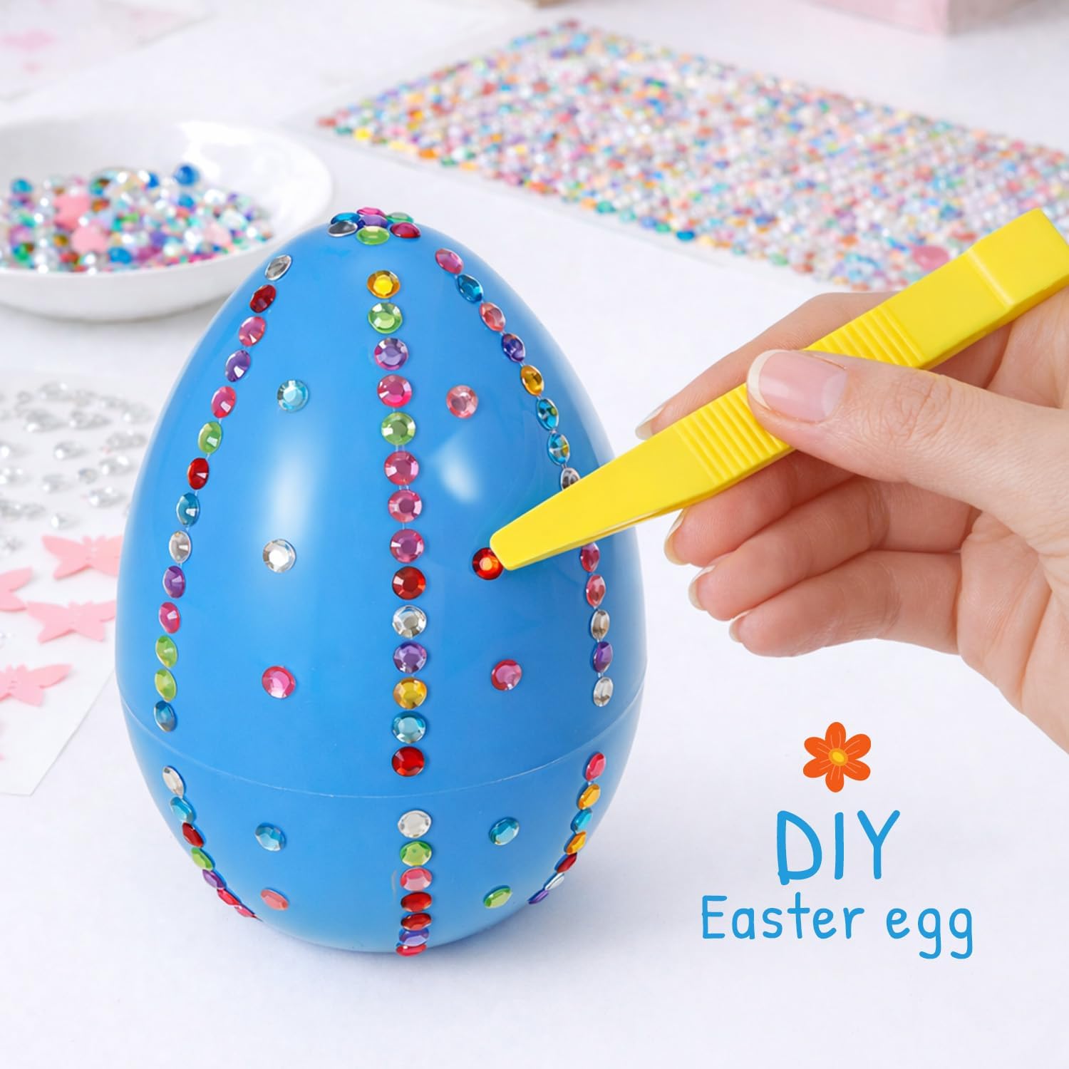 Festicy XXL Fillable Plastic Easter Eggs with Stickers | 12-Pack Large 3.9 x 5.9 in | Colorful Decorative Eggs for Indoor and Outdoor Décor & Egg Hunts
