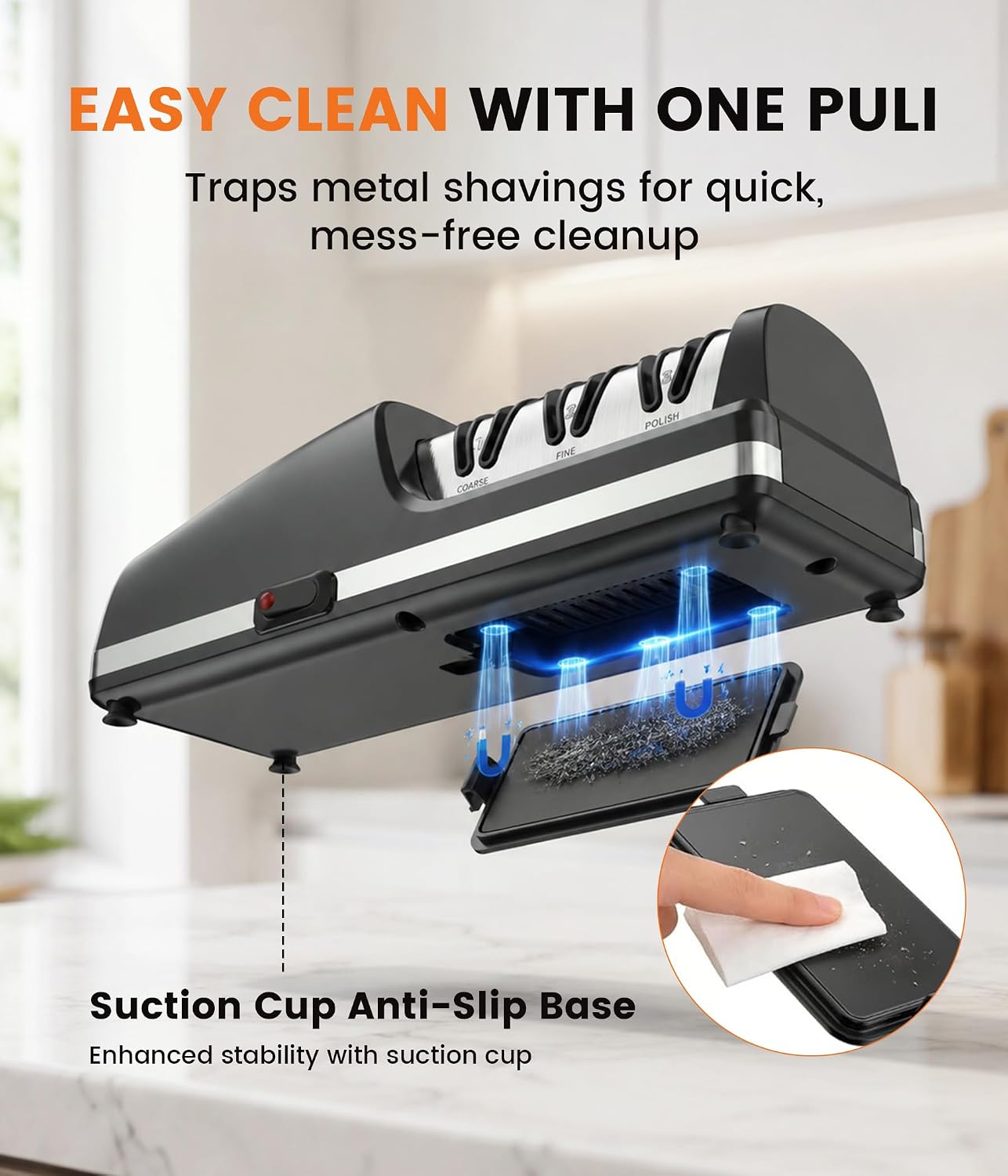 Newise Electric Knife Sharpener for Kitchen Knives - 3 - stage 15°&20° Dual Sharpening Heads, 100% Diamond Abrasive - Quick & Precise Sharpening, Ideal Gift