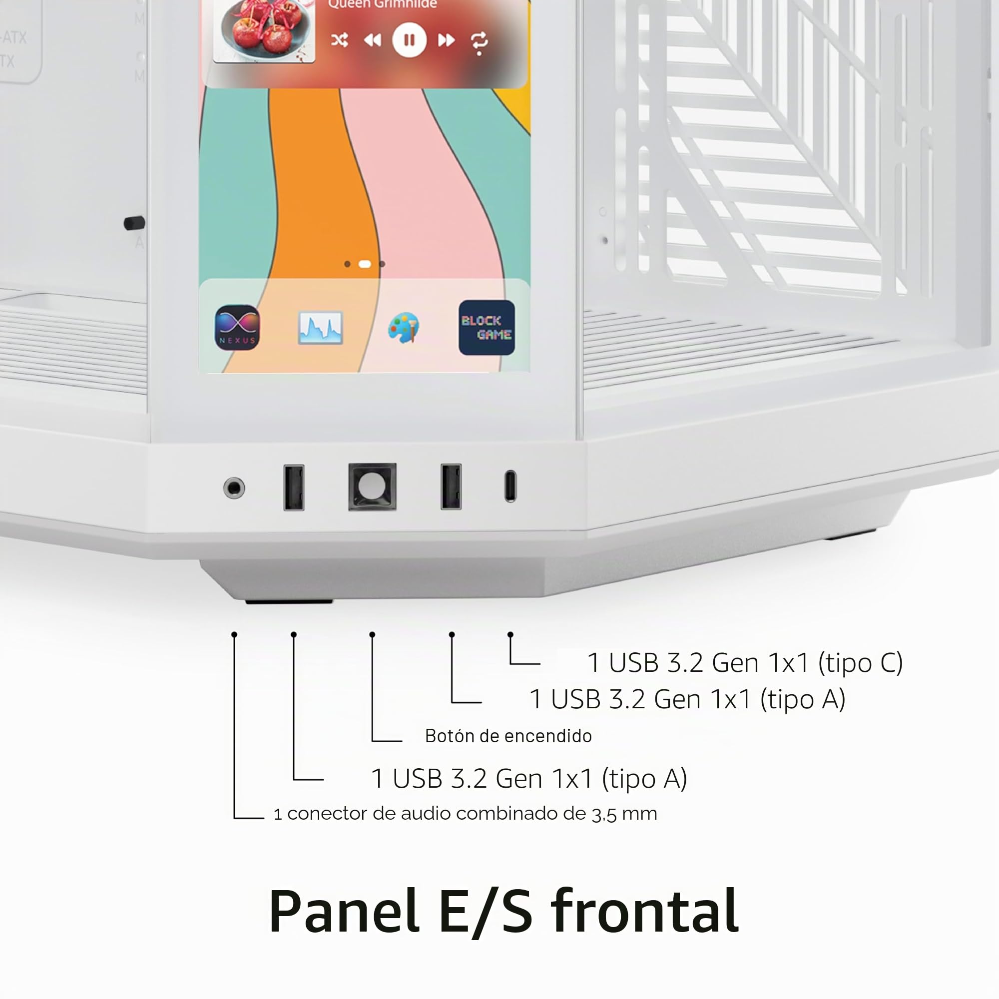 Hyte Y70 Touch Infinite Dual Chamber ATX Mid Tower - Funda estética Moderna con Pantalla táctil LCD integrada de 2.5 K, Color Blanco Nieve