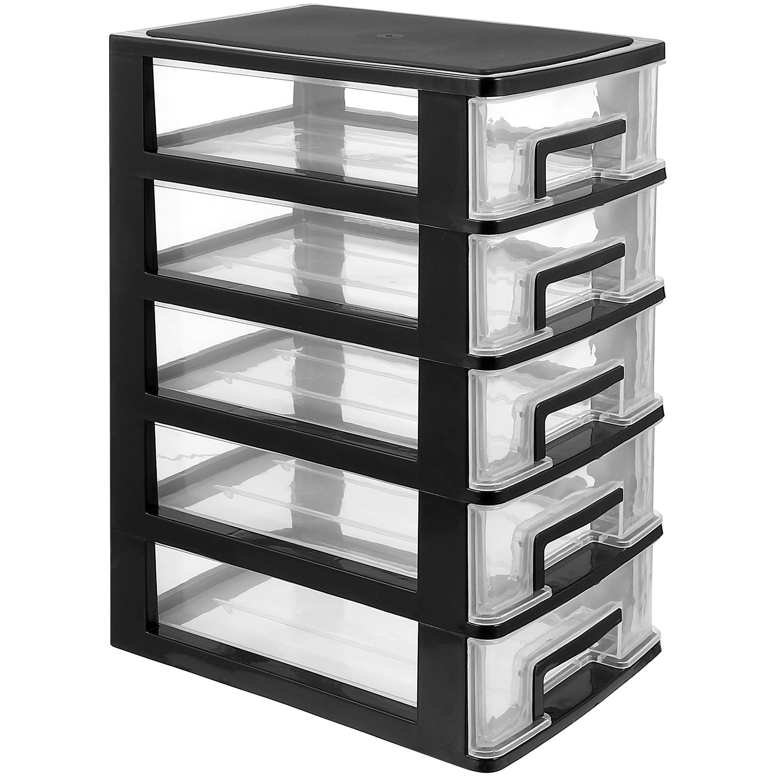 Artibetter Organizer 5 Cassetti in Plastica Trasparente per Scrivania, Cassettiera Portaoggetti Capiente e Pratica per Cosmetici e Materiali da Cucito in Vanità
