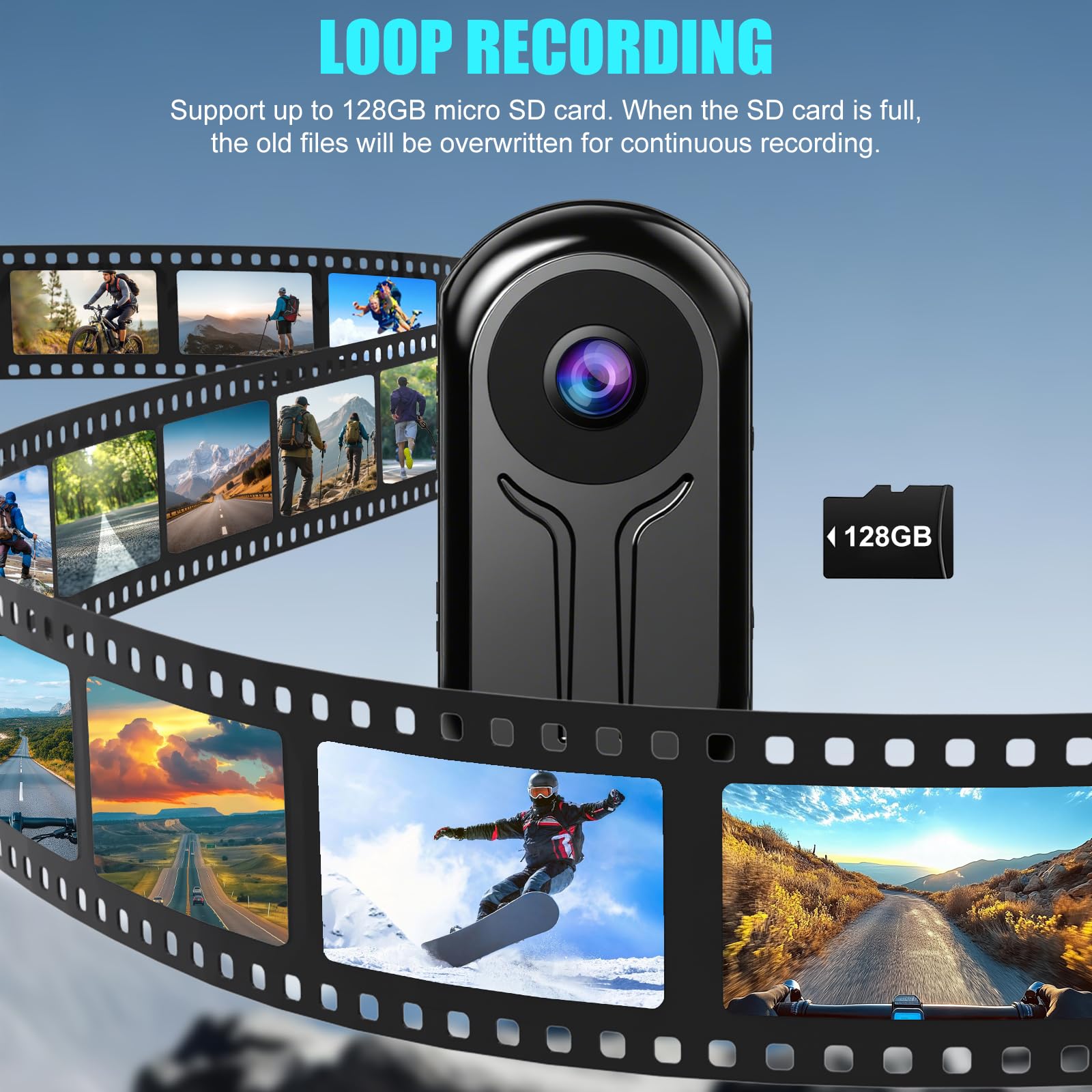 OBEST Mini Action Body Cam 1080P, 128GB Memoria Integrata, Visione Notturna Infrarossi, Schermo 0.96"", 35g Magnetica, per Vita Quotidiana Viaggi Animali Domestici