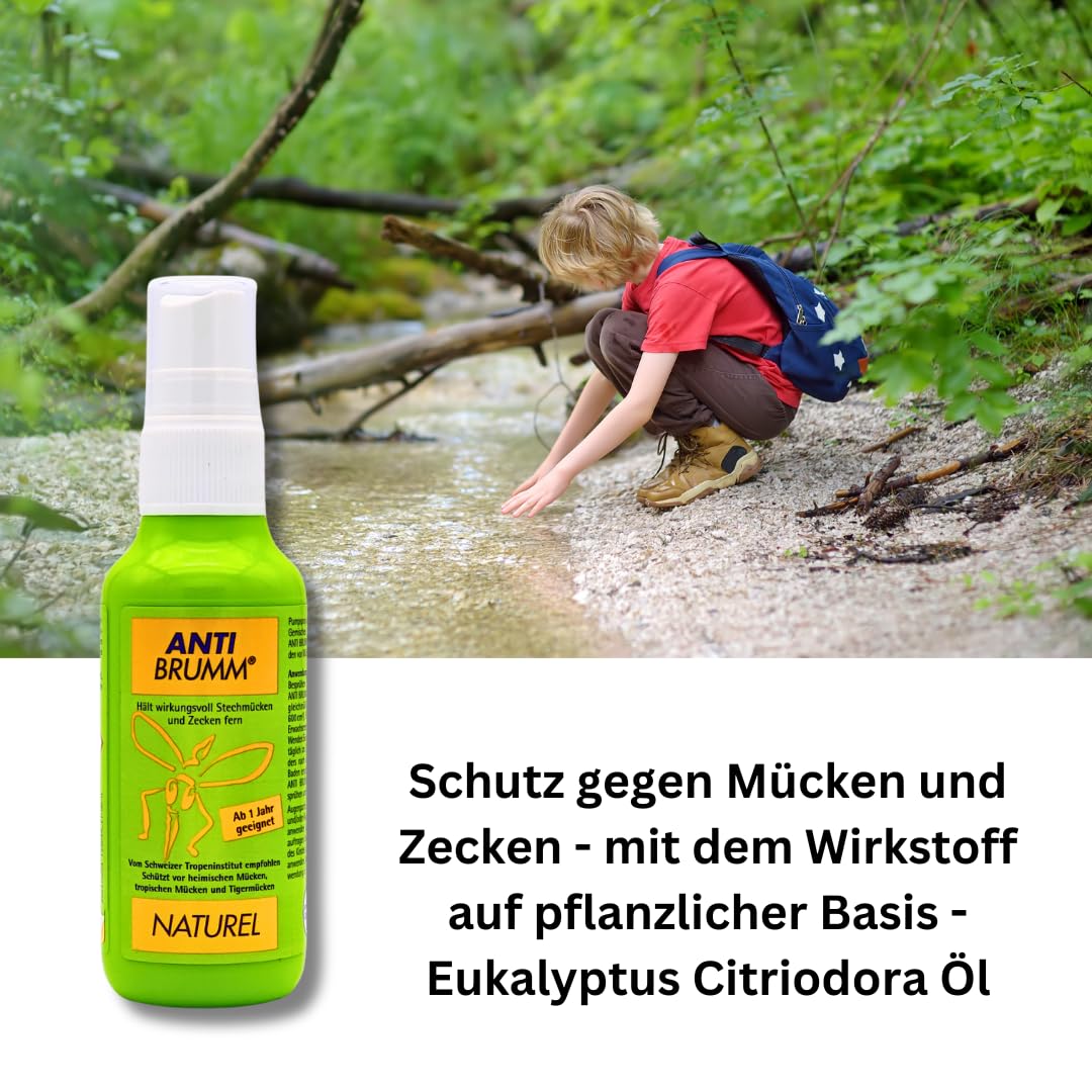 Anti Brumm Naturel Pumpspray 1x 75 ml I Schutz gegen Mücken und Zecken I auf natürlicher Basis I Mückenspray I Für zu Hause, Reisen I pflanzlich I Für Kinder ab 1 Jahr I Spar-Set plus Pharma Perle