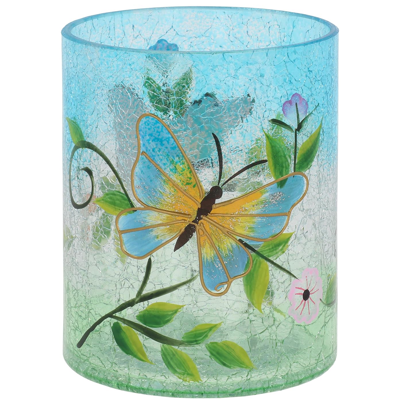 Shudehill Giftware Crackle Glass Butterfly Tealight Decorative Candle Holder