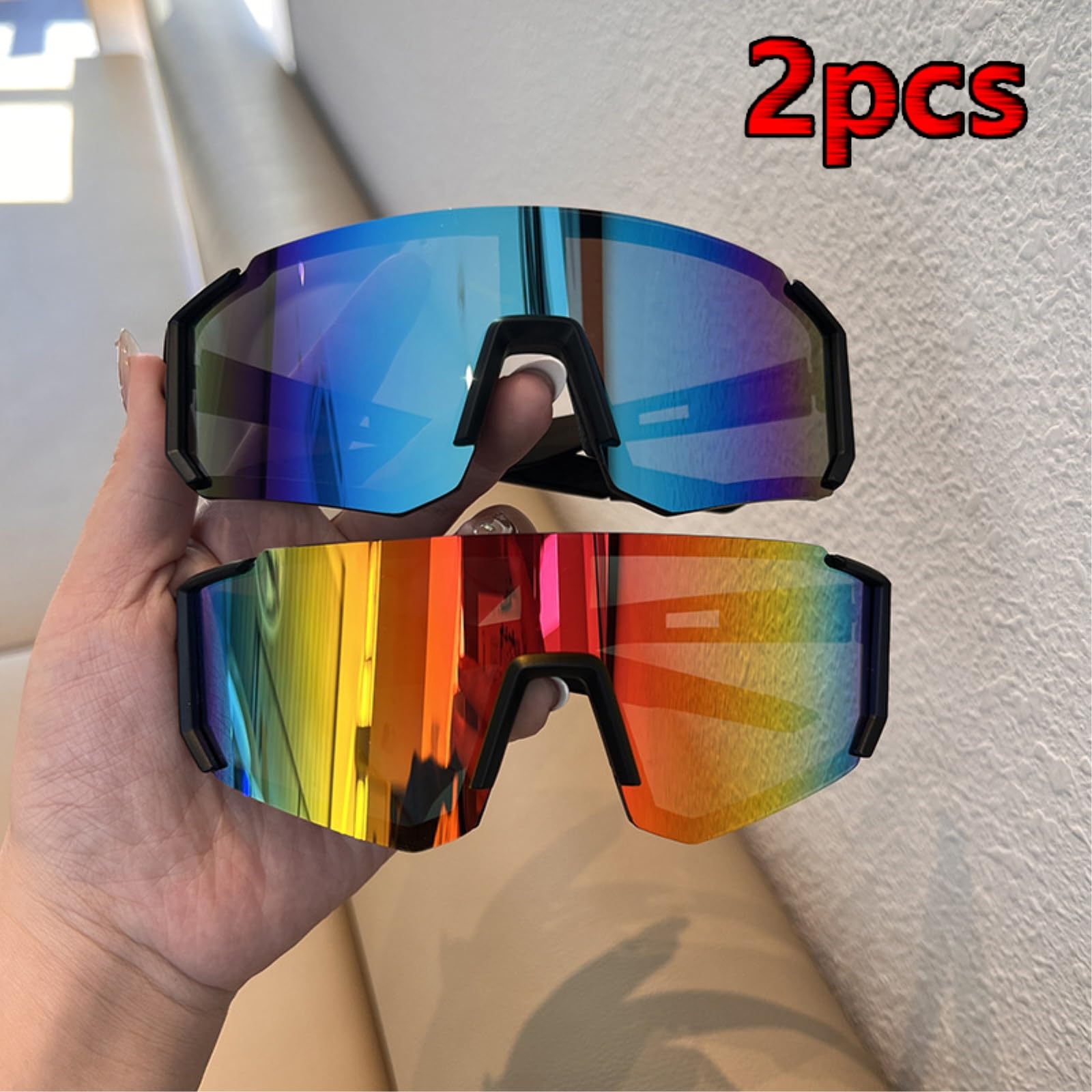 Gafas de Sol,Gafas Sol polarizadas Deportes 2 Pack Flash Mirror Uv400 A Prueba Viento, Accesorio Moda Viajes Conducción La Playa-2pcs Z18