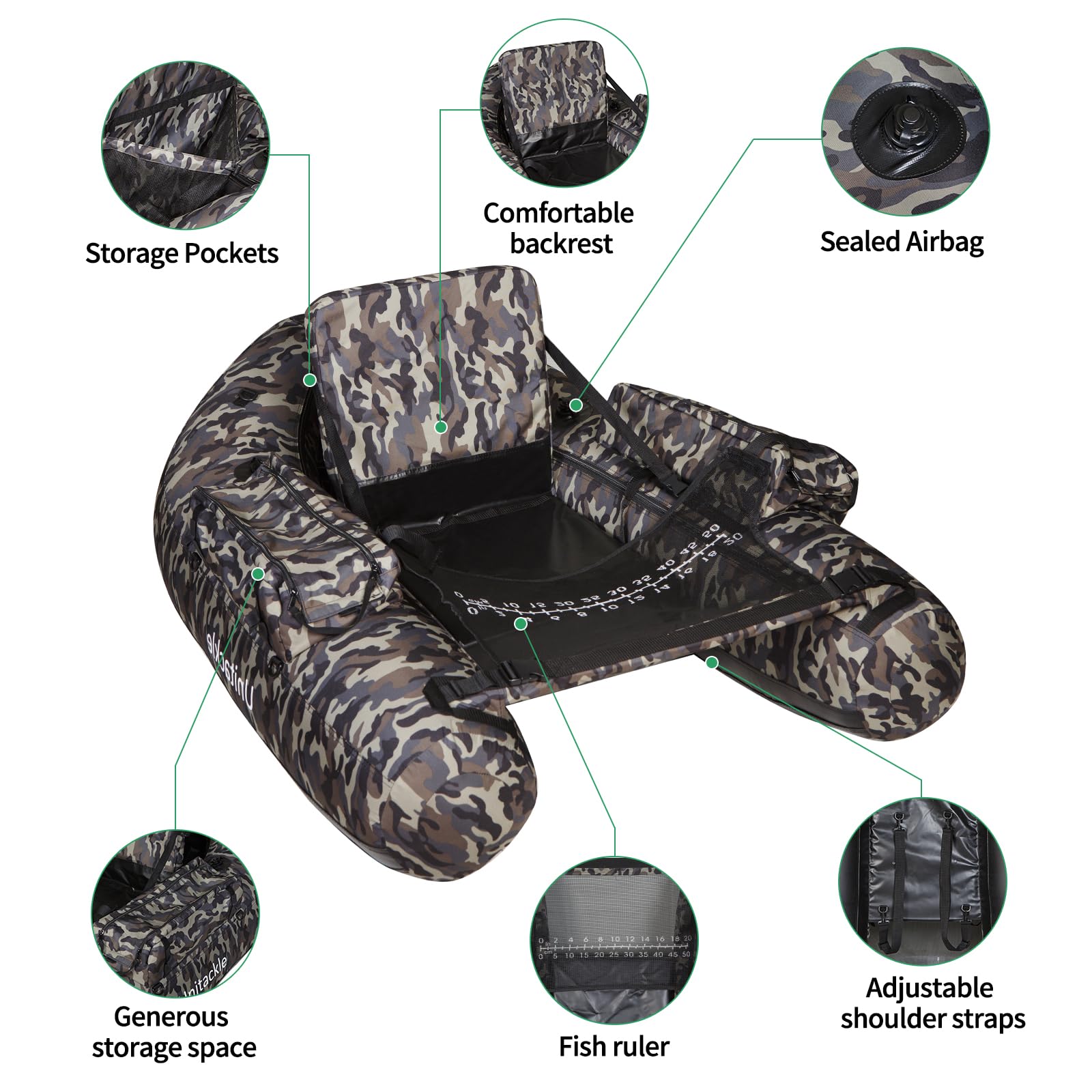 Camo Raft 330 Lb Capacity, Camo Green/Grey, With Pump, Paddle & Storage ...