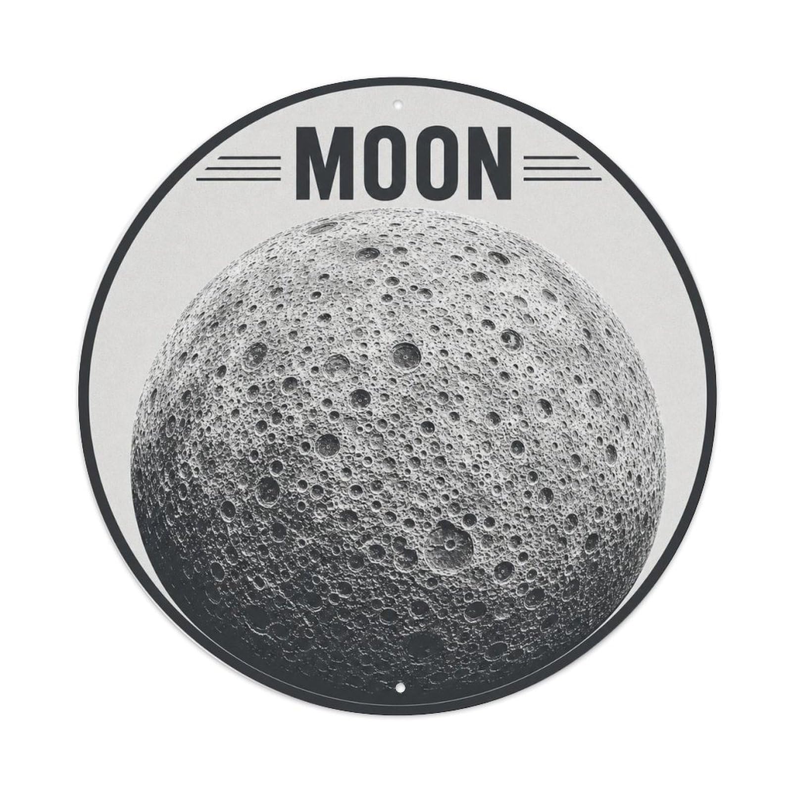 Space Exploration Celestial Astral Moon Orbit Metal Tin Sign Plaque Wall Decor for Cafe, Man Cave, Club Bar, Office, Home Garden Round Metal Poster 8x8Inch