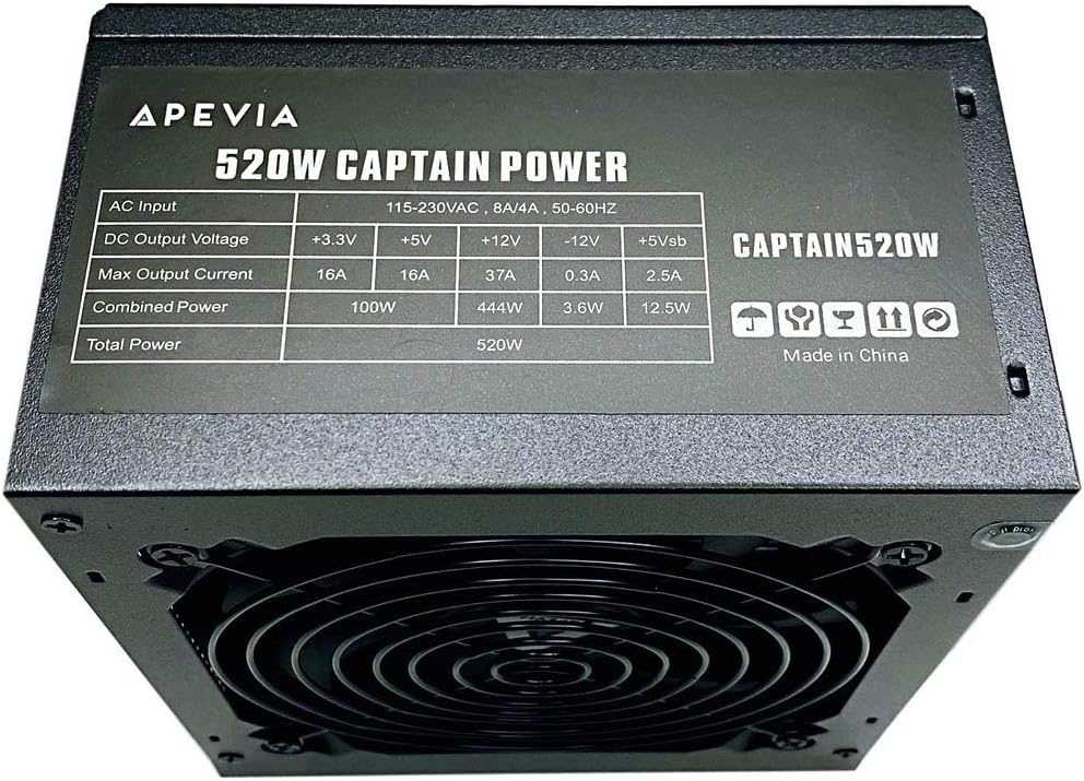 Holiday Deals 🛒 Apevia CAPTAIN520-10 ATX Power Supply with All Black Cables (10-pk)