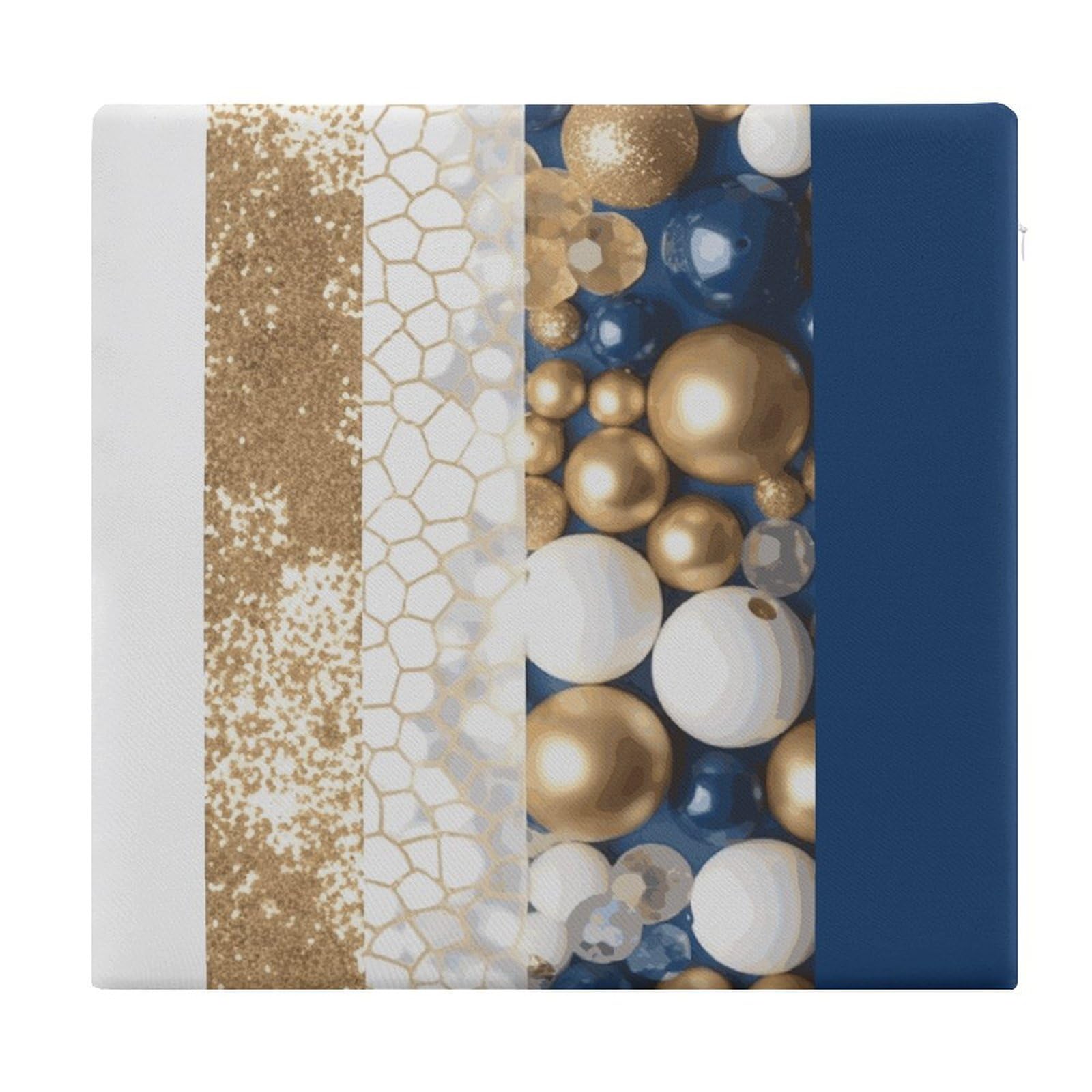 Coussin de sol de méditation carré 38x35 cm bleu et doré
