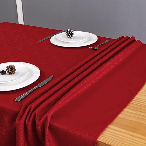 Miniatura 3 de Mantel rectangular de jacquard rojo resistente a las arrugas, para fiestas, cocina, comedor y uso al aire libre, 60 x 104 pulgadas