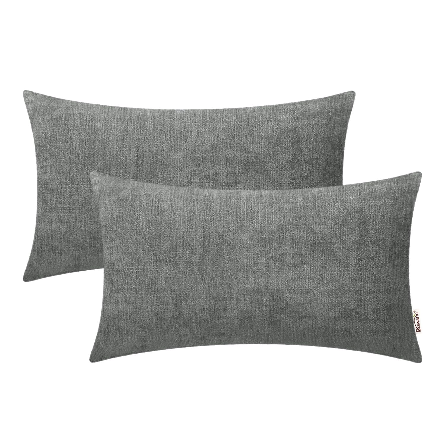 BRAWARM Pack of 2, Chenille Soft Throw Pillow Covers, Chenille Cushion Cover Pillowcase Shells, Decorative Couch Pillows for Living Room Car Sofa Chair 30cm x 50cm Neutral Gray
