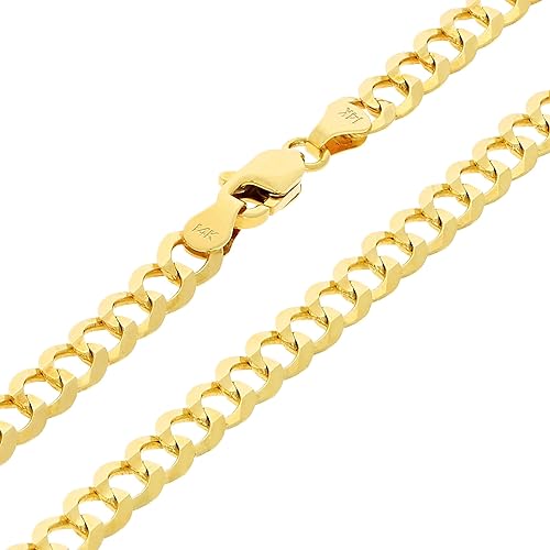 Miniatura 7 de Nuragold Pulsera de cadena de eslabones cubanos sólidos de oro amarillo de 14 quilates de 0.197 in, joyería para hombre y mujer, 7, 7.5, 8, 8.5, 9