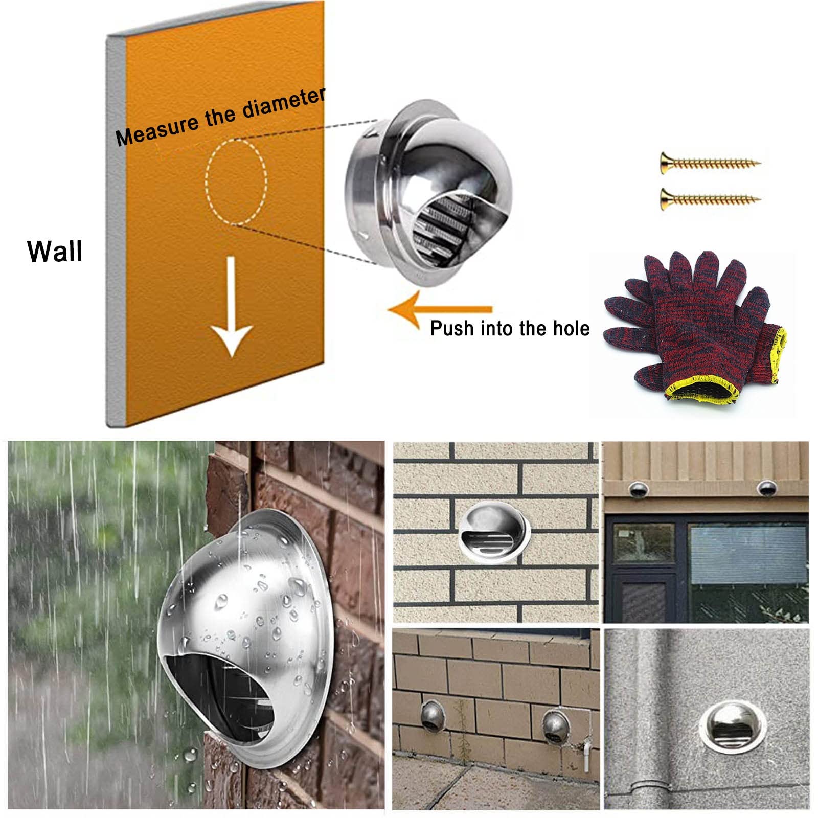 Rejilla De Ventilación Redonda De Acero Inoxidable, Tapa De Ventilación Con Malla Antis-insectos, Antis-bloqueo, Ventilación Fuerte, Rejilla Para Sistemas De Ventilación Para Oficina Cocina ( Color :