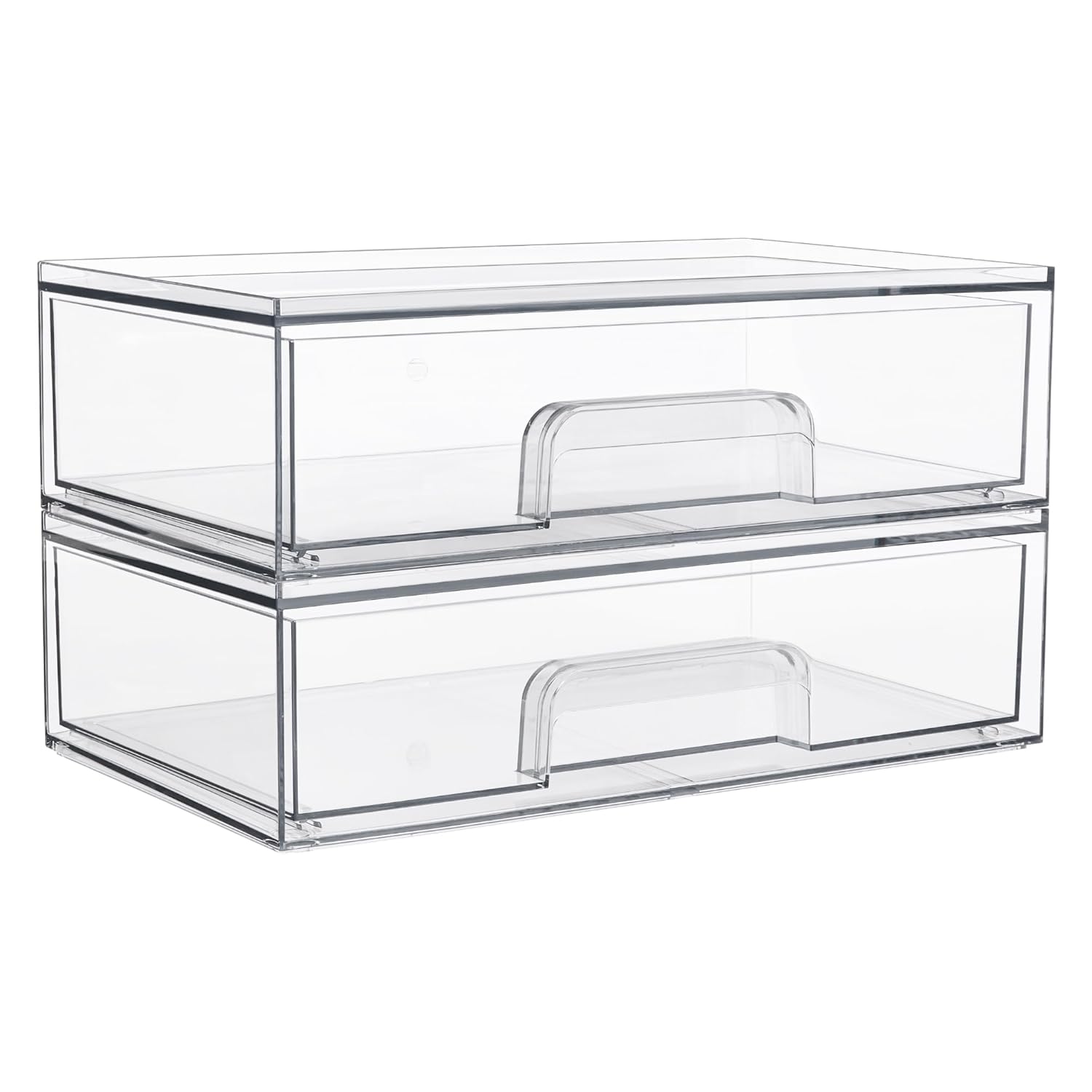 Vtopmart 12 1W Clear Stackable Storage Drawers 2 Pack Acrylic Plastic Organizers Bins for Makeup Palettes Cosmetics and