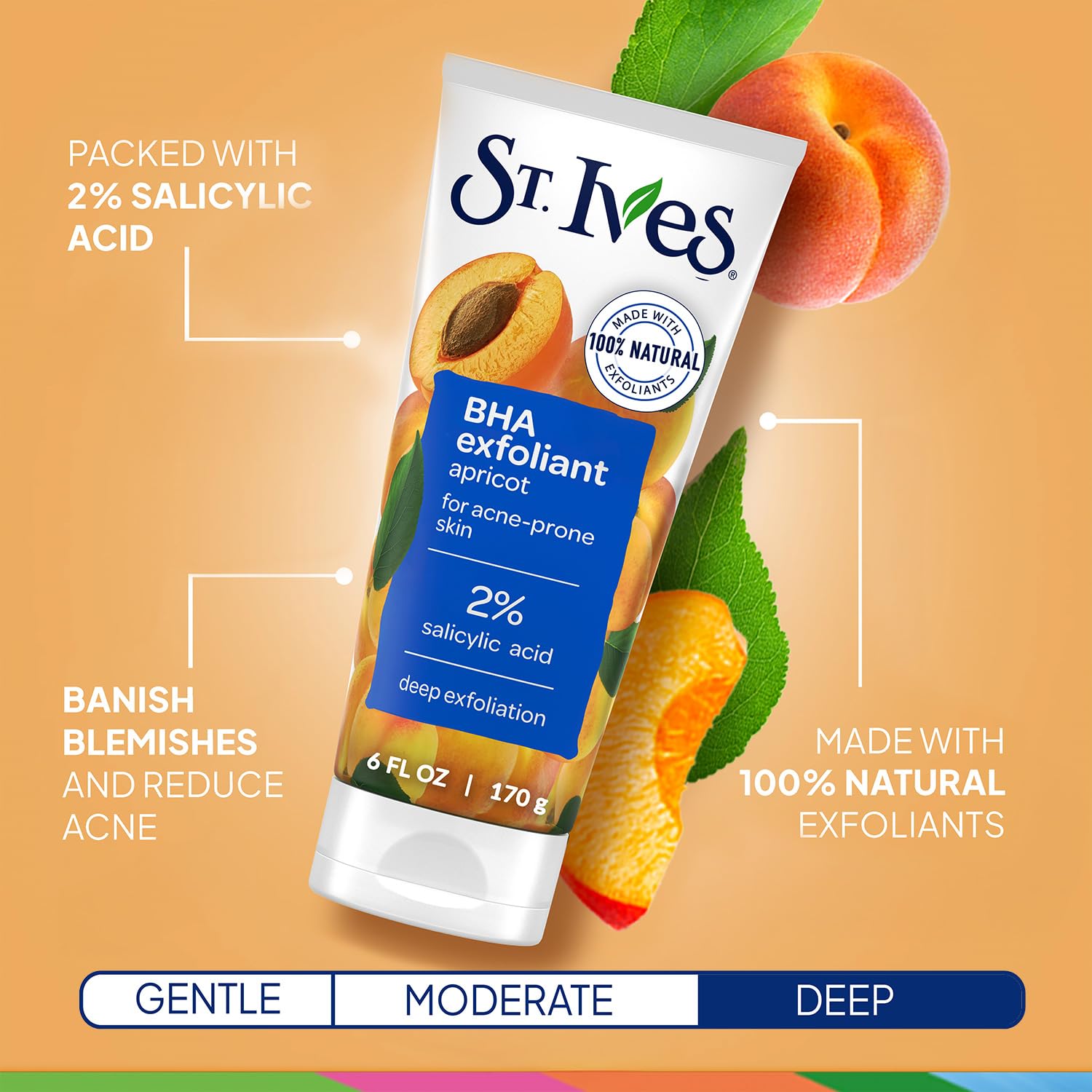 St. Ives Facial Scrub Variety 2-Pack – Fresh Skin Apricot + Blackhead Clearing Green Tea, Exfoliating Face Scrubs, 6 Oz Ea