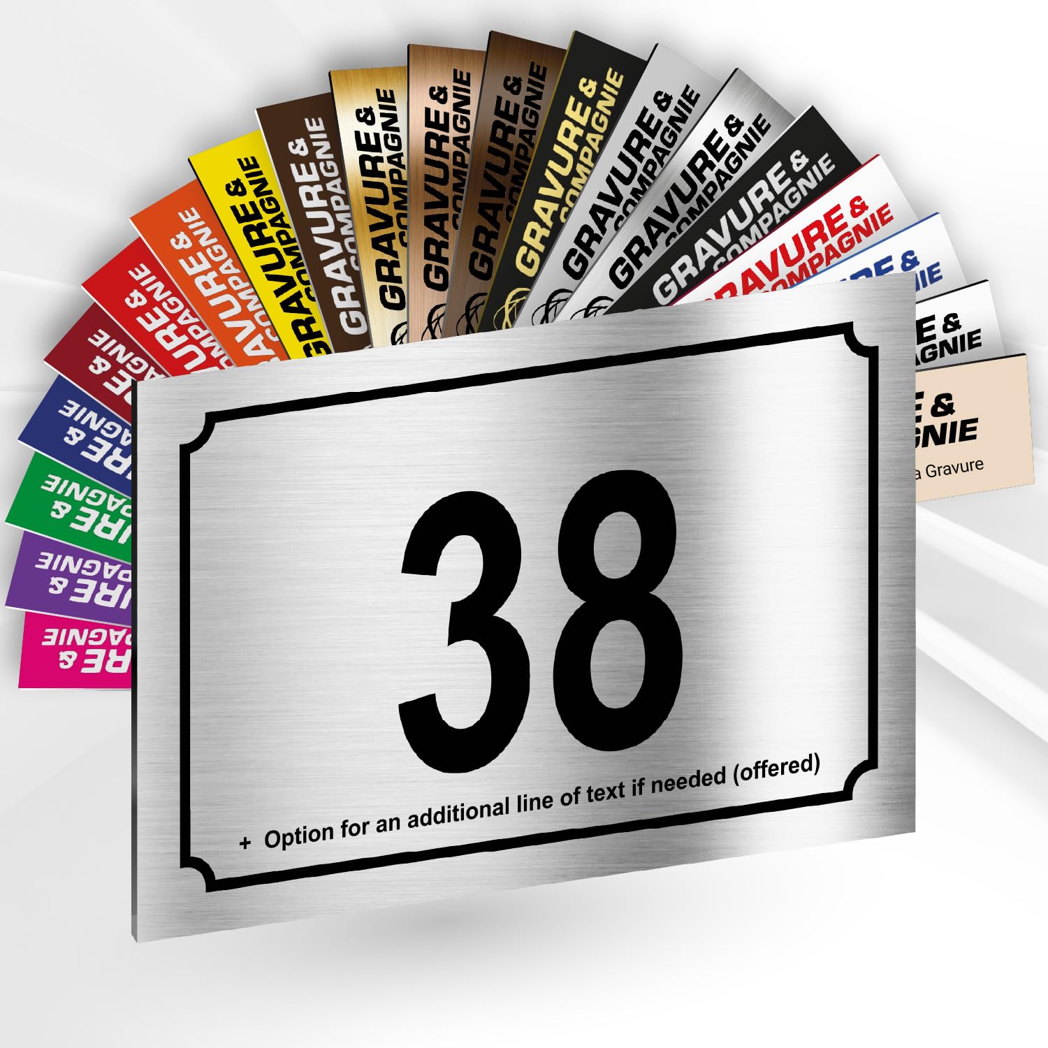 House Number Sign – Custom Outdoor PVC Plaque with Engraved Number & Text – Adhesive or Screw Fixing with Covers – 15 x 10 cm (Metallic Aluminium Grey)