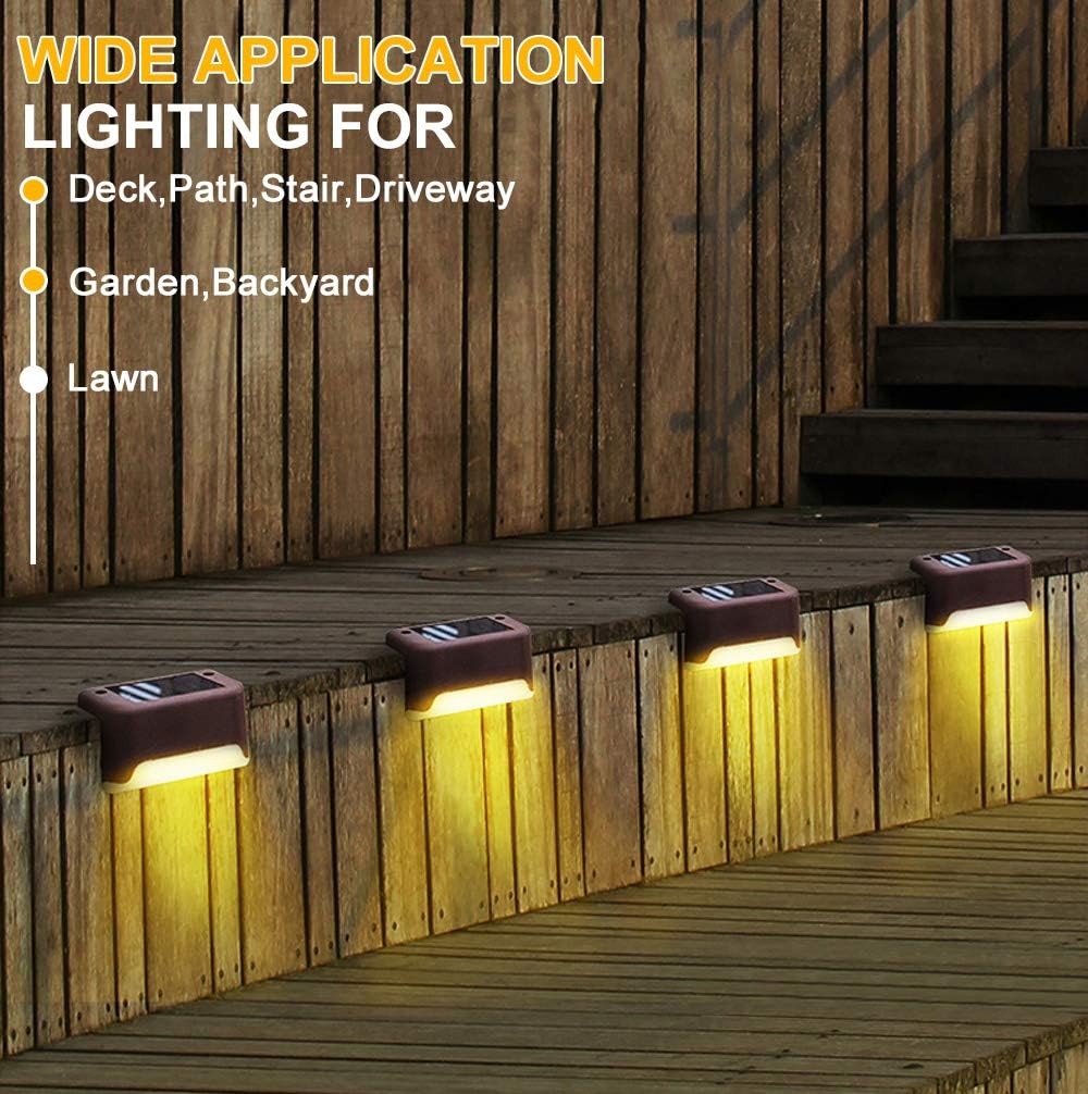 Aogist Solar Step Lights,Solar Deck Lights,16 Pcs Waterproof Outdoor Led Solar Lamp for Steps,Fence,Deck,Pathway,Railing and Stairs(Black) (Brown)