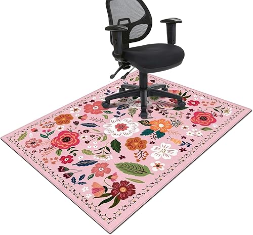 Vista 31 de Tapete para silla de oficina para suelo de madera dura y azulejos, tapete bohemio floral de 36 x 48 pulgadas para silla de computadora de oficina
