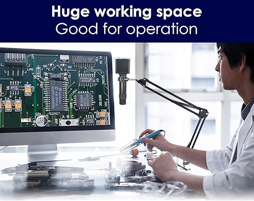 Miniatura 3 de Soporte de brazo para microscopio para lente de montaje en C, cámara industrial de microscopio HDMI, reparación electrónica de PCB, abrazadera