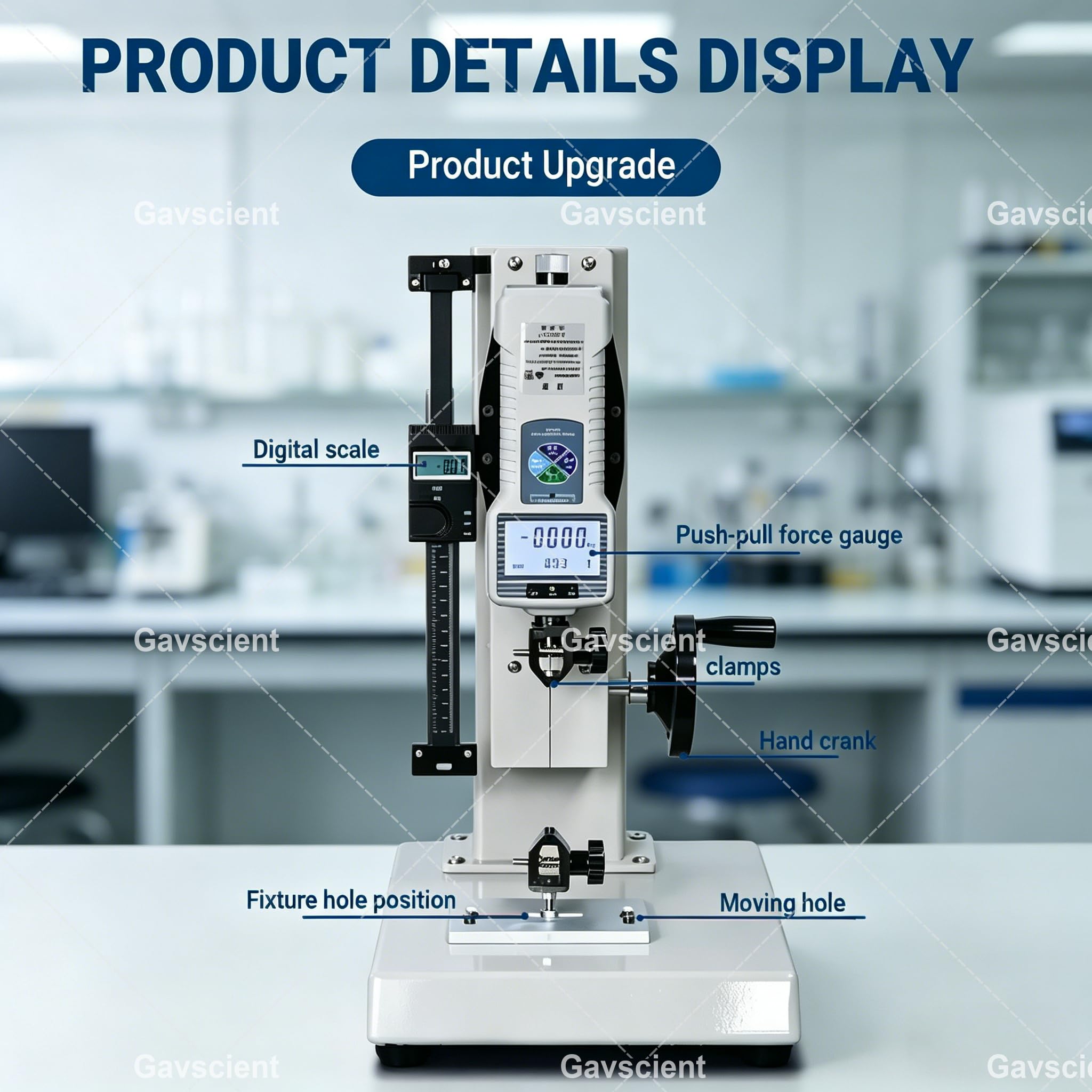 Máquina de prueba de tracción de escritorio, probador digital de fuerza de tracción, medidor de fuerza digital portátil, con sondas, abrazadera de prueba, para pruebas de compresión y tensión