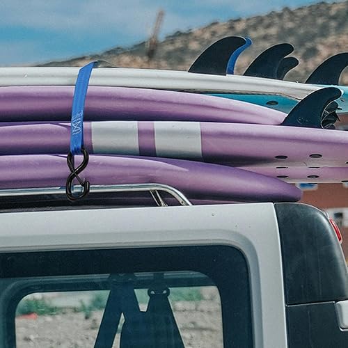 Miniatura 7 de Paquete de 4 correas de trinquete retráctiles, correas de trinquete automáticas de 1 pulgada x 12 pies para motocicleta, kayak y camiones,