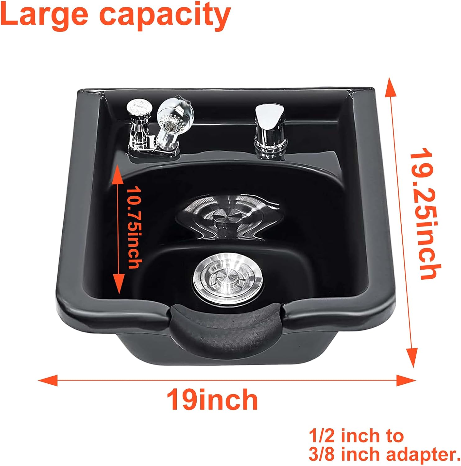 Shampoo Bowl for Salons, Hair Sink with Upgraded Leak-Proof Drain Kit, Portable Hair Washing Sink for Salon & Home, Hairs Backwash Basin Beauty Salon Equipment for Hairstylists