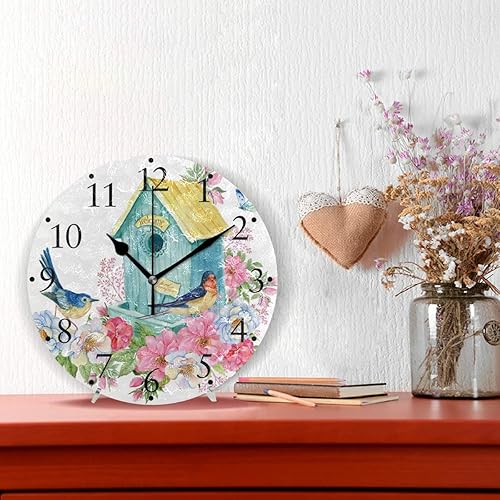 Miniatura 3 de Vikko Relojes de pared con pilas, 9.4 pulgadas, reloj decorativo para oficina en casa (pájaro)