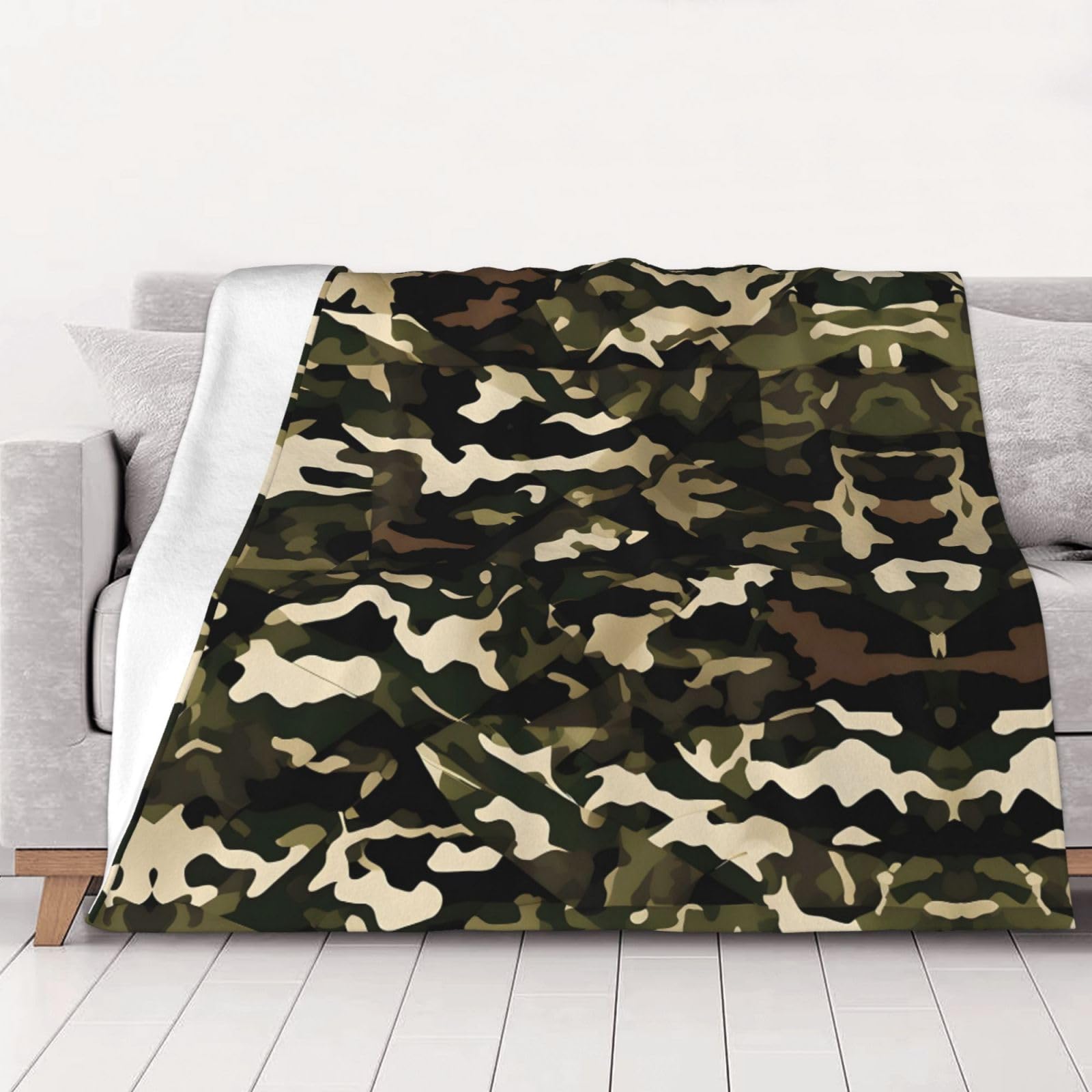 Couverture canapé douce à motif camouflage pour vos soirées cocooning