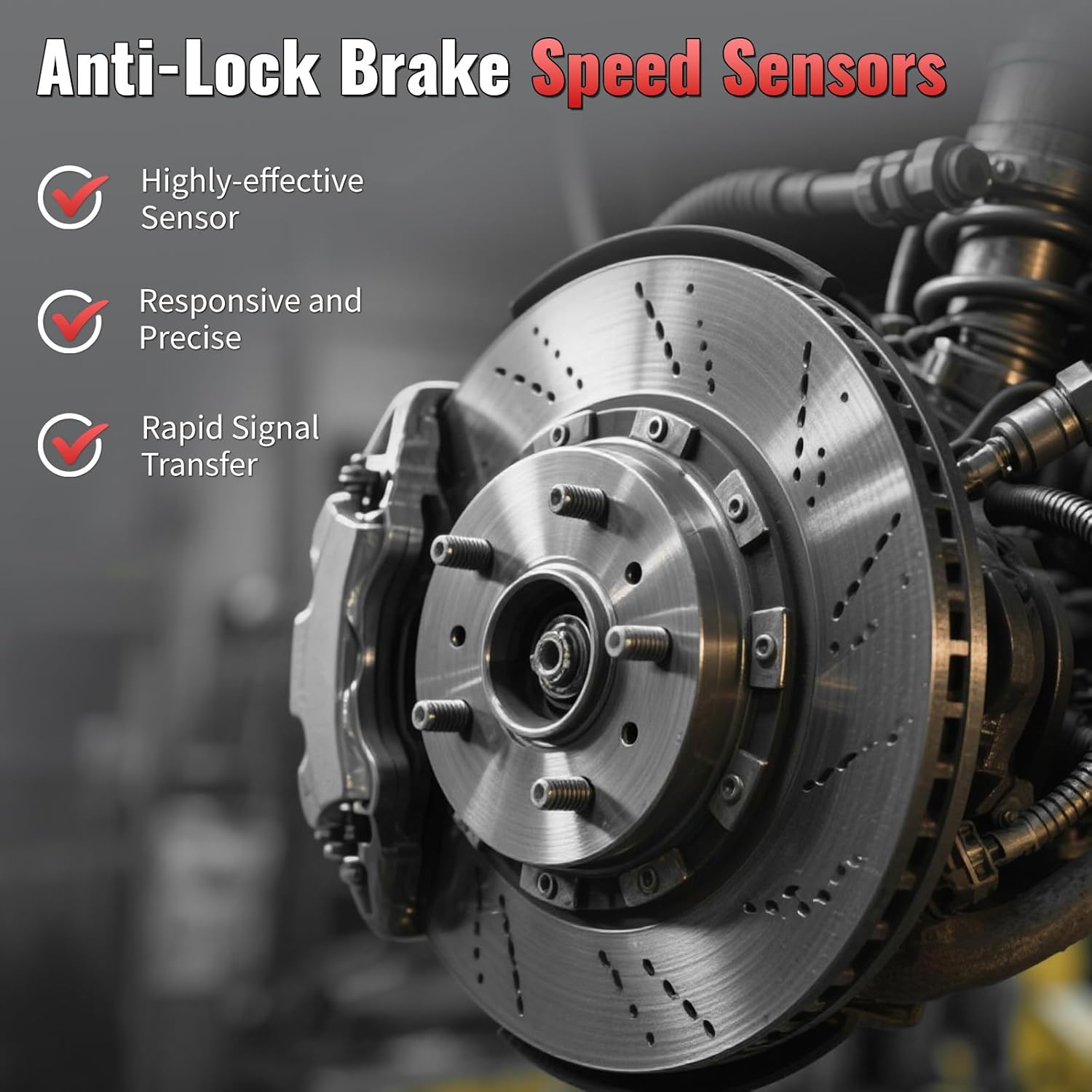 4Pcs Front Rear ABS Wheel Speed Sensor Compatible with Honda & Acura - Pilot Touring 2009-2015, MDX Base 2007-2013 Driver Passenger Side ABS Sensors OE 57455STXA01 57450STXA01 57475STXA01 57470STXA01