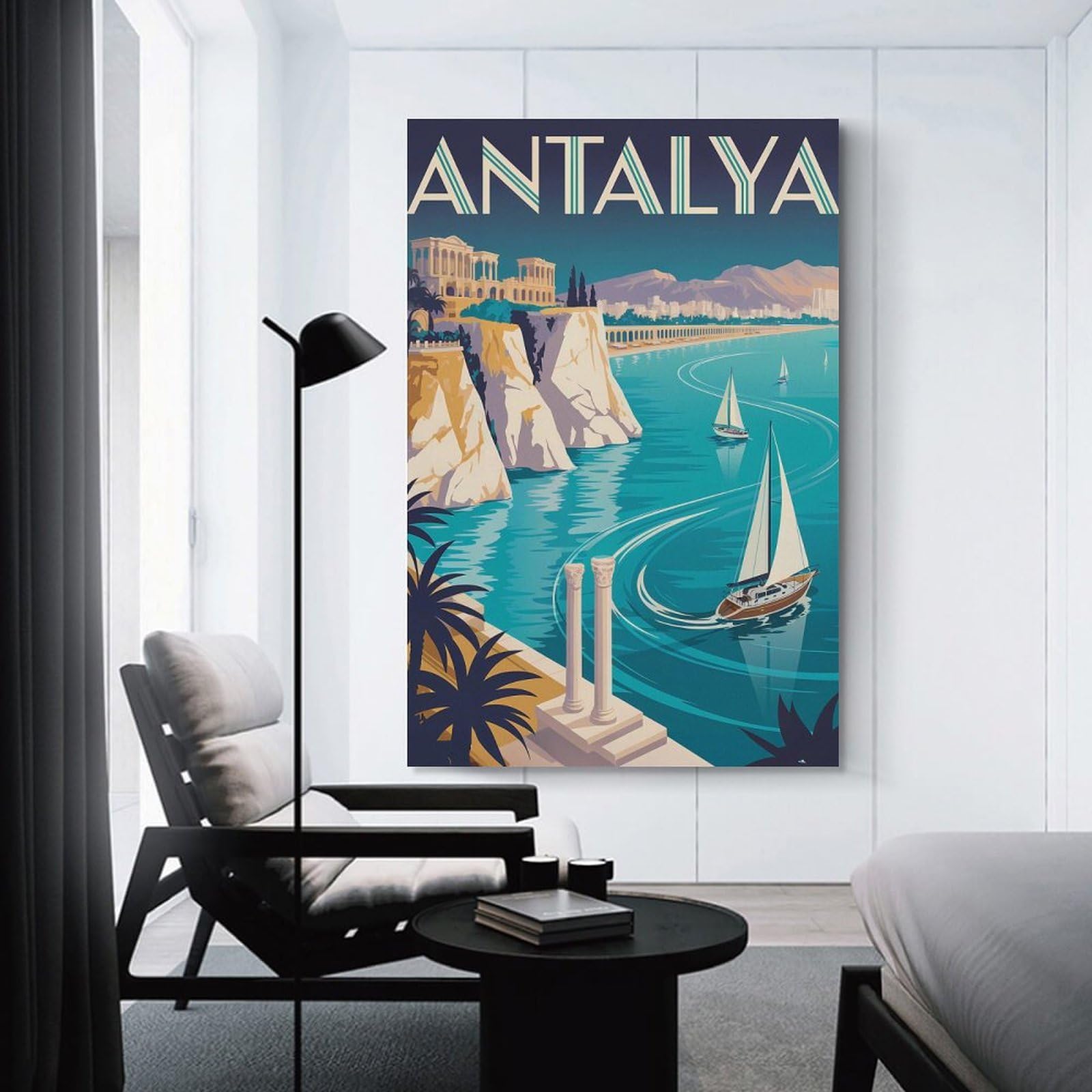 Junmoney Antalya Travel Hanging Wall Art 08x12inch(20x30cm), for Feature Walls in Flats Or Modern Rooms, Home Wall Art for Statement Displays