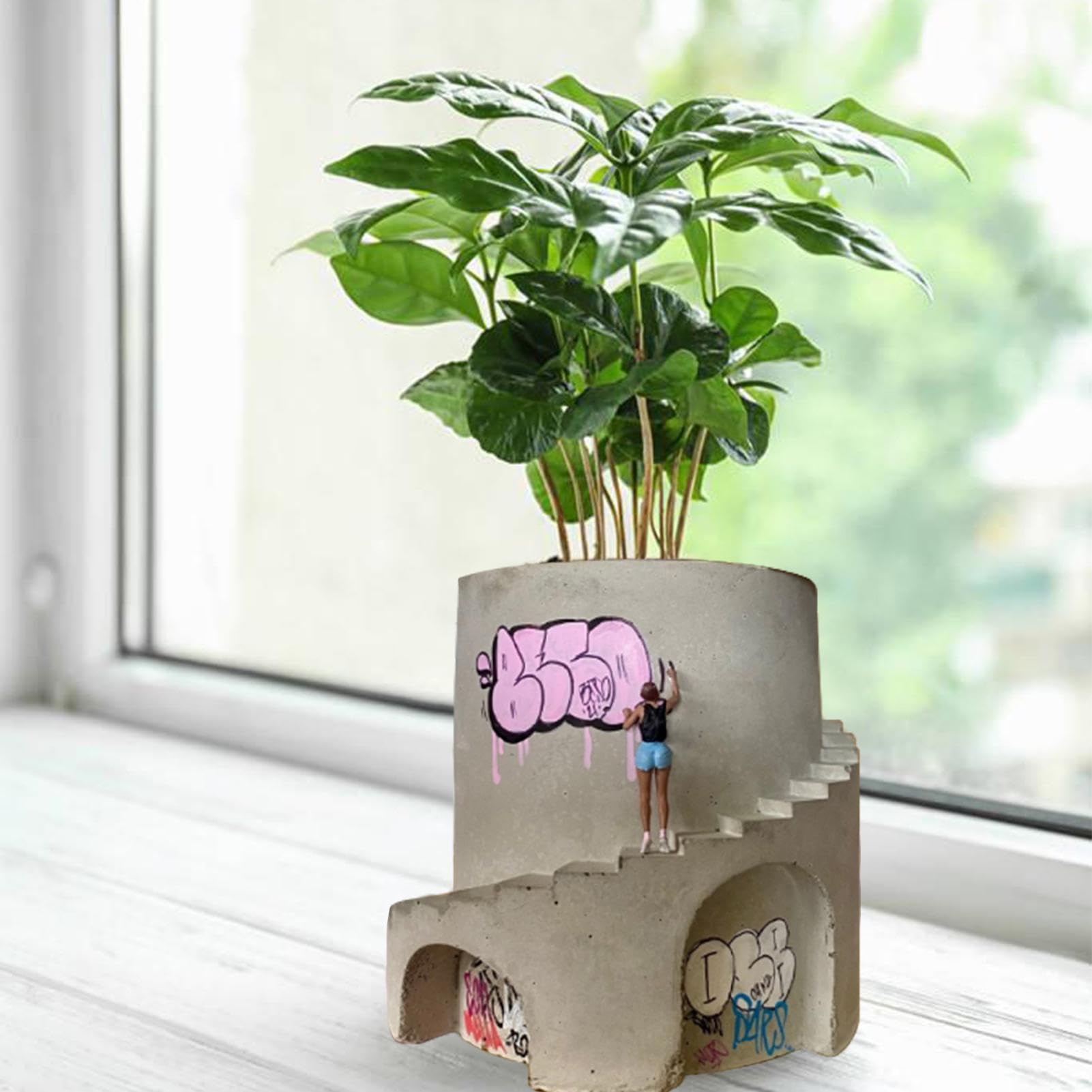 Amazon.co.jp: Zqkimzi グラフィティ植木鉢、ストリートアート多肉植物