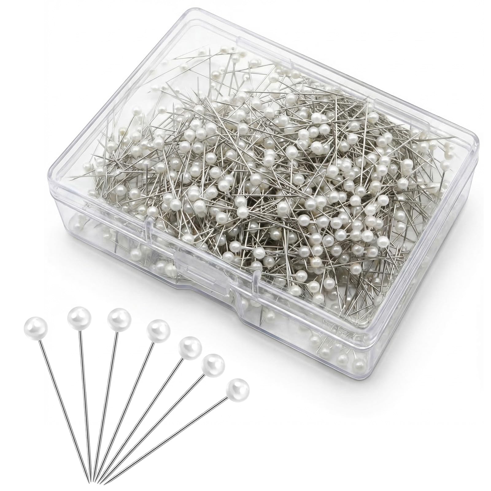 Vbvoo White 500 Pcs Pearl Pins For Bouquets – 1.5 Inch Round Head Straight Pins – Floral Corsage Boutonniere Pins For Wedding, Dressmaking, Sewing And Diy Craft Decoration