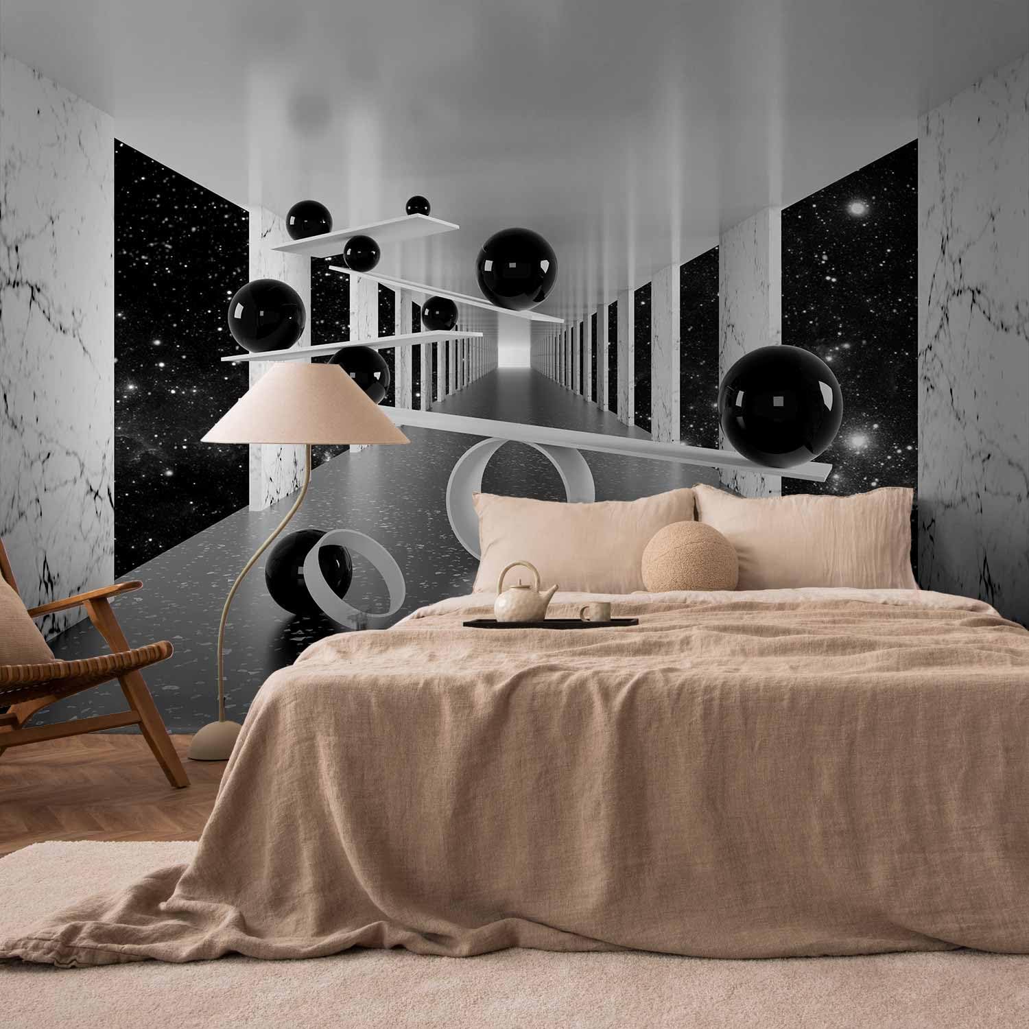 murando - Carta da Parati Adesiva 3D Effetto 392x280 cm Fotomurali Adesivi Murali Rivestimento Parete Moderna per Pareti Adesiva Muro Decorativo Fotomurale Soggiorno Astratto nero bianco Marmo