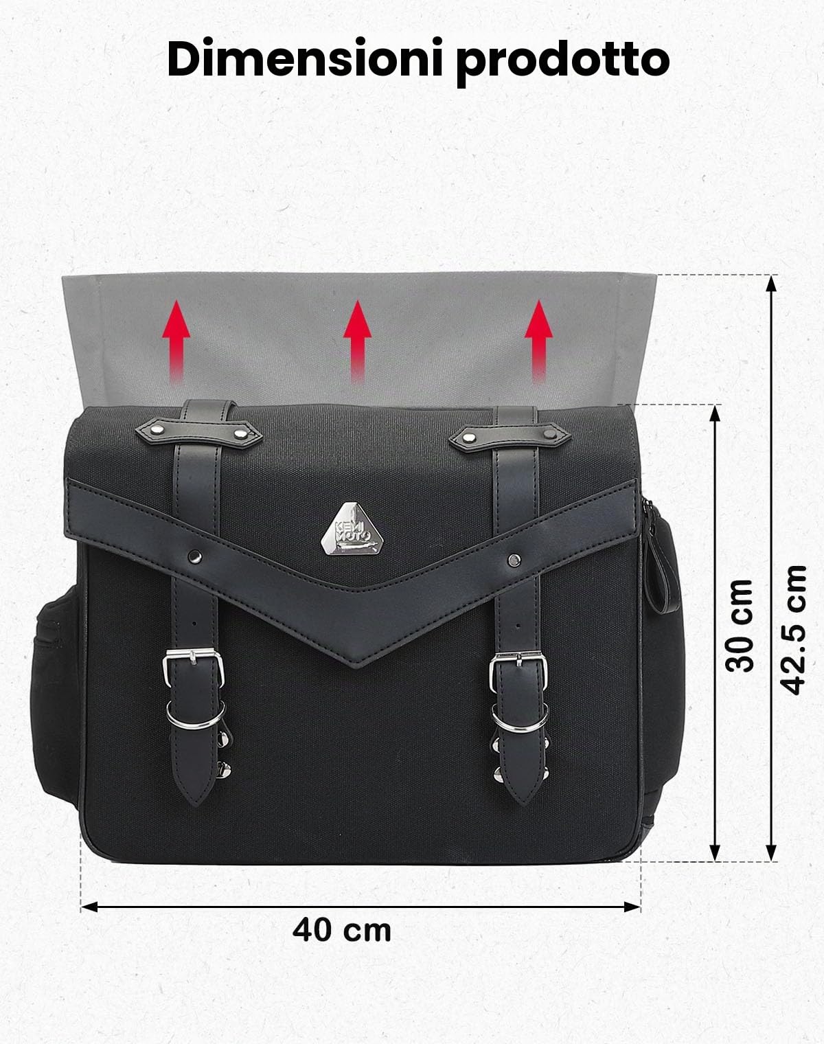 KEMIMOTO Borsa Posteriore Moto, 15L Borsa Laterale Moto Universale in Tela Cerata e Pelle, Borse Sella Impermeabile Compatibile con Softail Dyna Sportster Cruiser