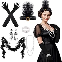 FEPITO 1920s Great Gatsby Accessories Set for Women Flapper Headpiece Headband