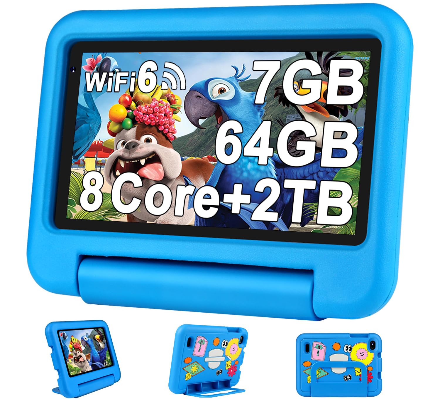 Oangcc 7 Inch Tablet Android 13, 7GB RAM + 64GB ROM (Blue)